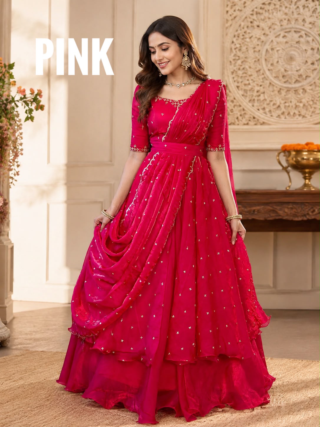 Beautiful Heavy Space Silk Lehenga Choli with Set Double Frill