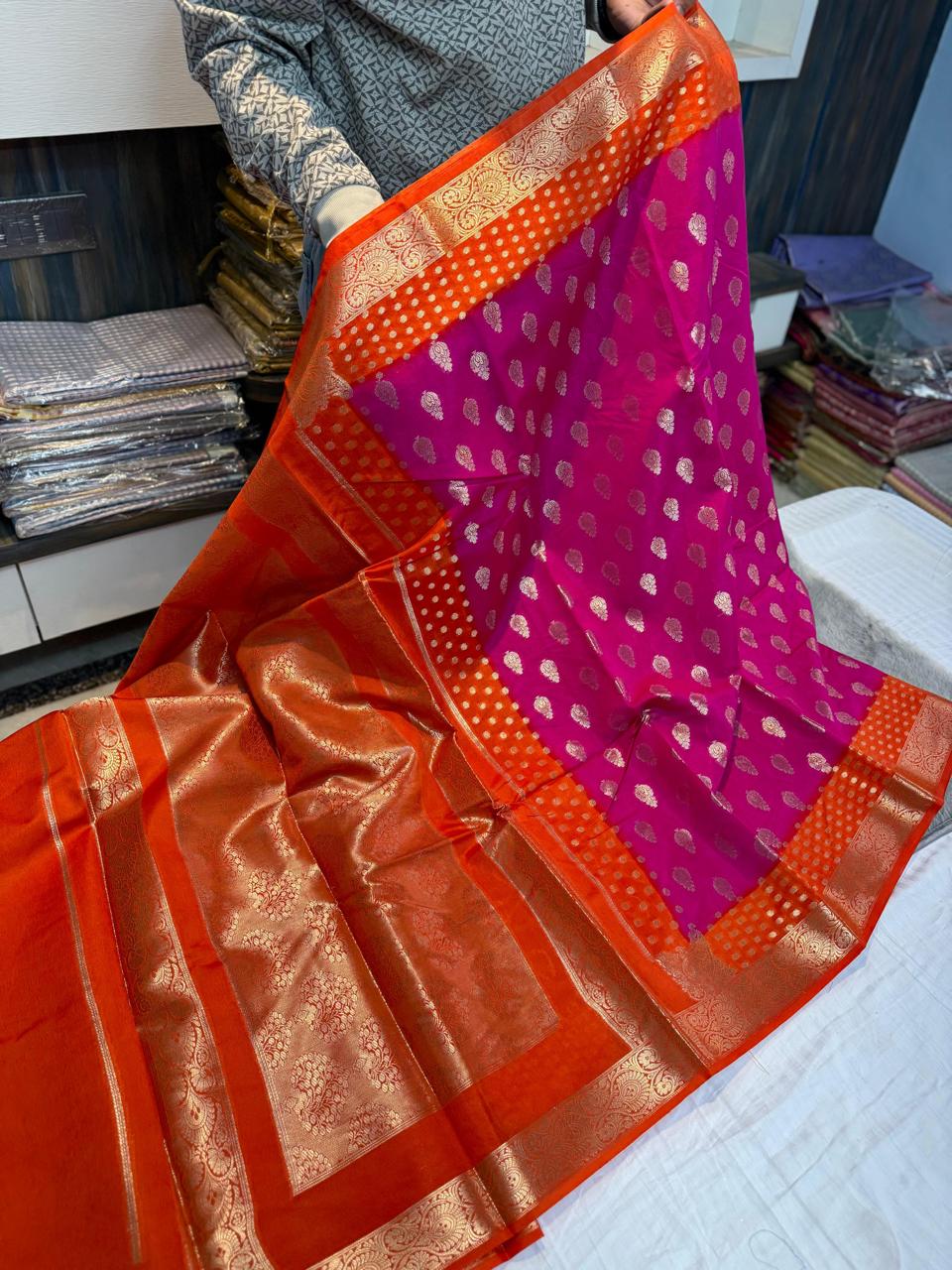 New Design in Banarasi Raw Mango Silk Sarees