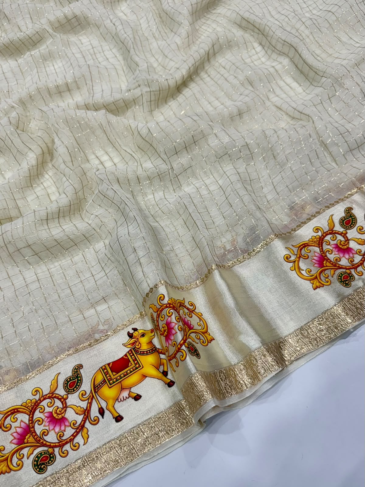Viscose Georgette Saree Digital Emrodairy Border