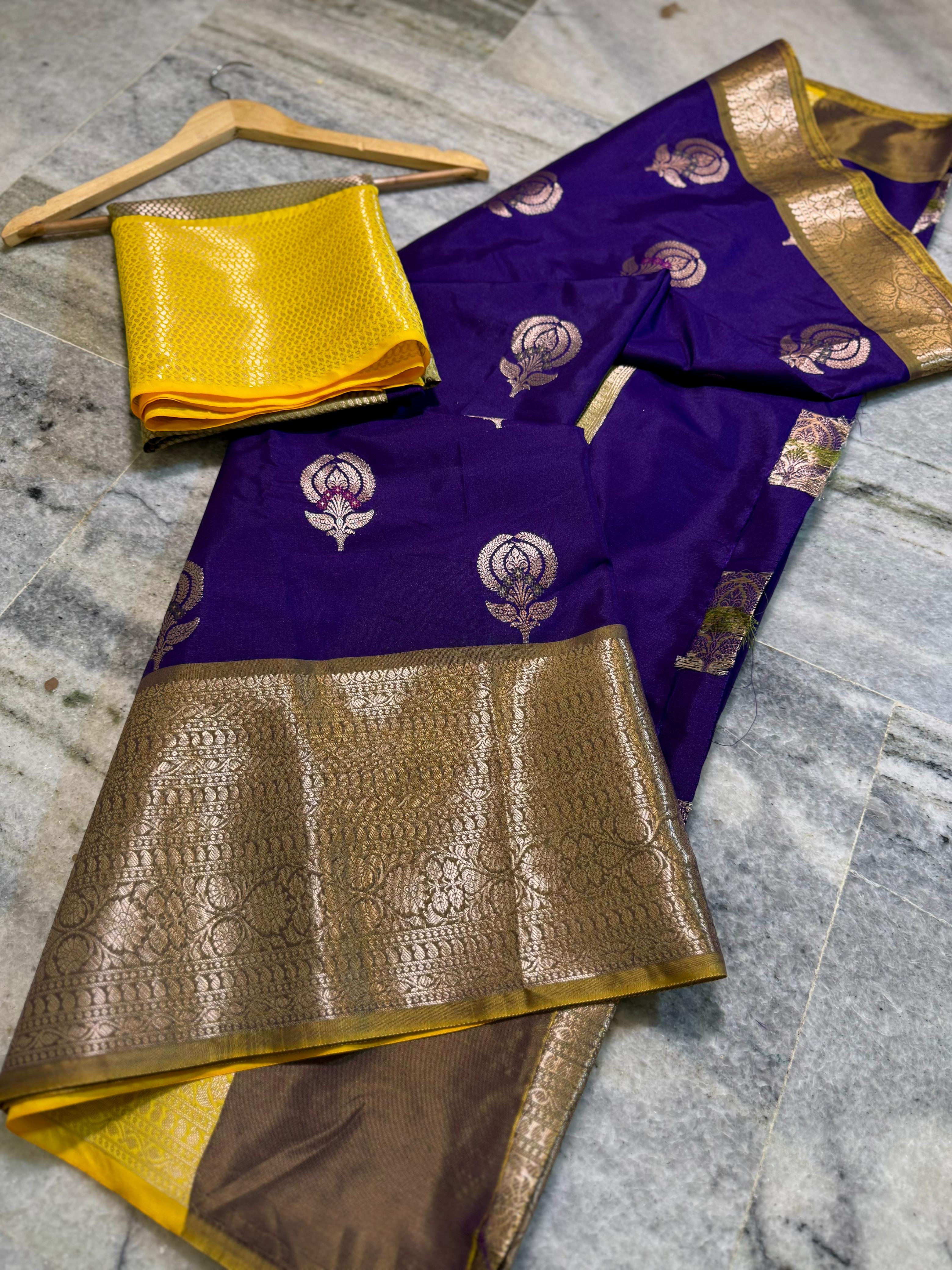 Banarasi Semi Chinya Gadwal Pattu Silk Saree