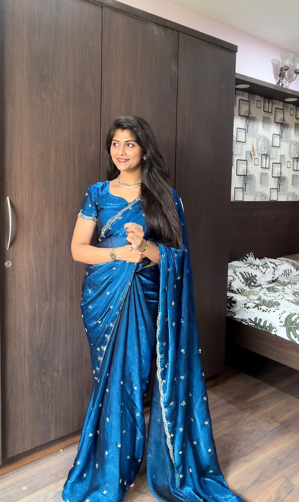 20+ Colors in Celebs Favorite Space Silk Fandy Satin Silk Sarees