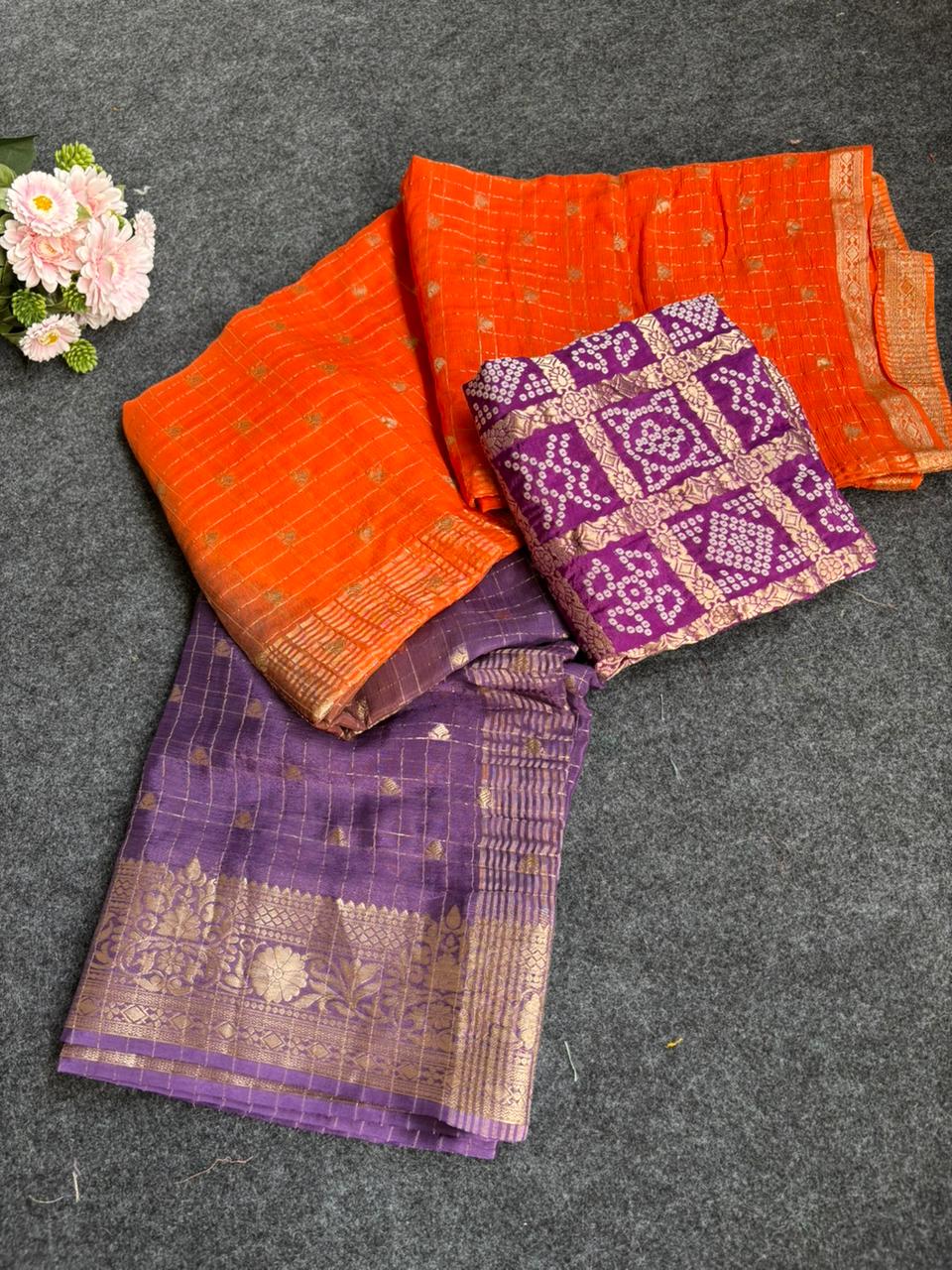 Pure 2D Shaded Viscose Chinnon Sarees