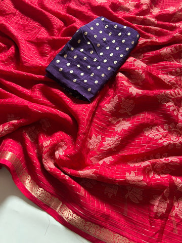 Viscose Georgette Sarees with Contrast Blouse