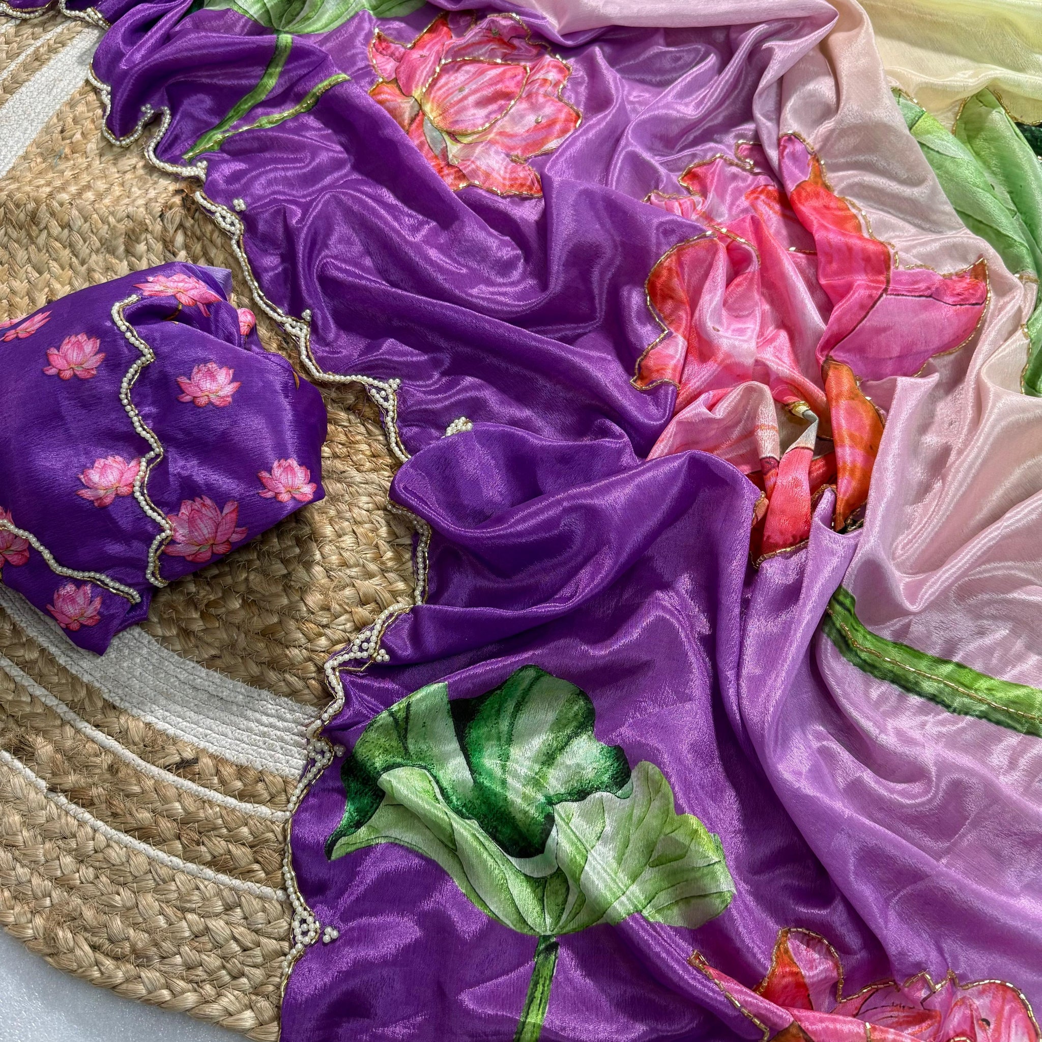 Pure Soft Malai Silk Saree with Premium Handwork