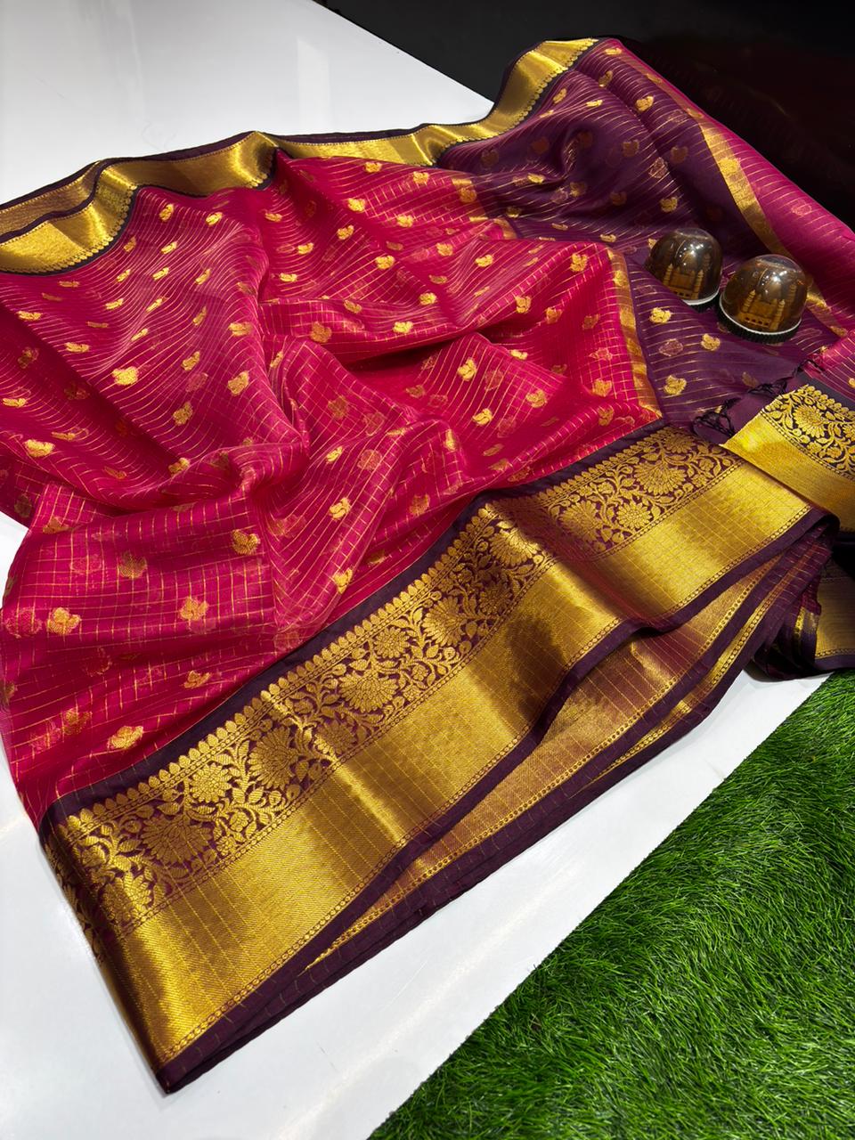 Premium Vintage Banarasi Semi Gadwal Soft Silk Sarees