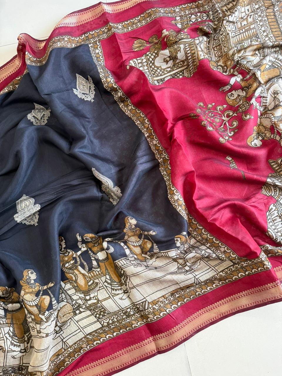 Premium Soft Mul Cotton Sarees with Kalamkari Design