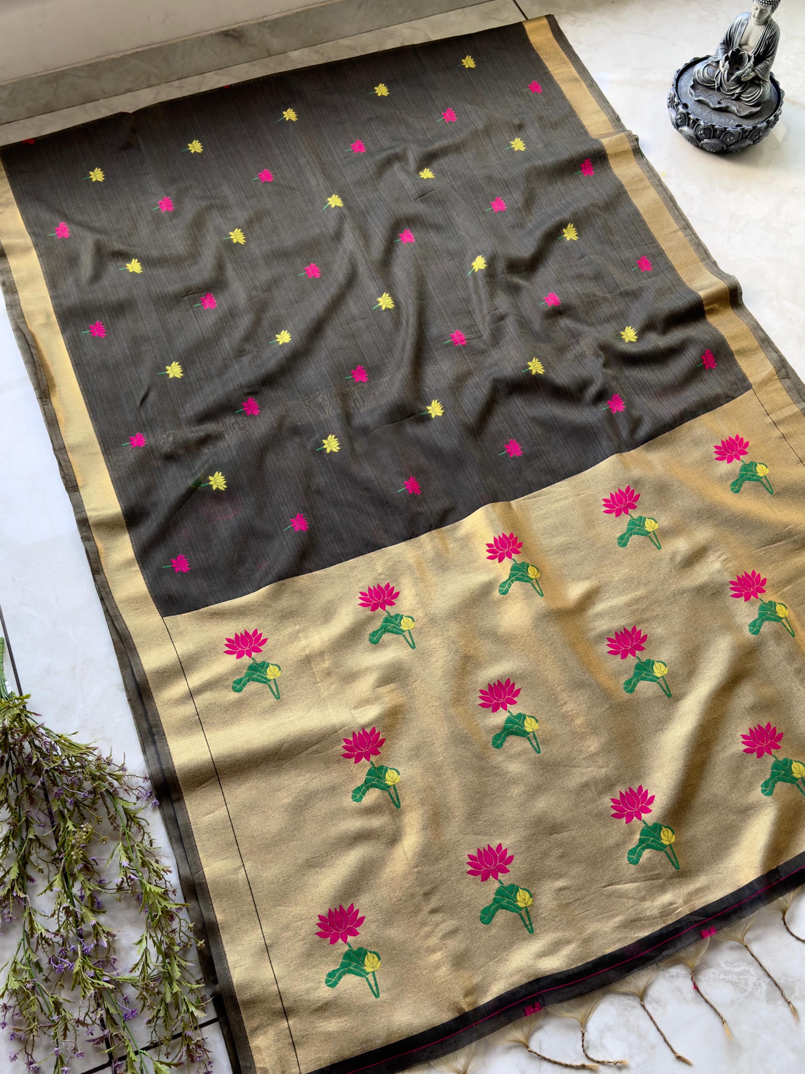 Soft Muslin Muga Jamdani Sarees