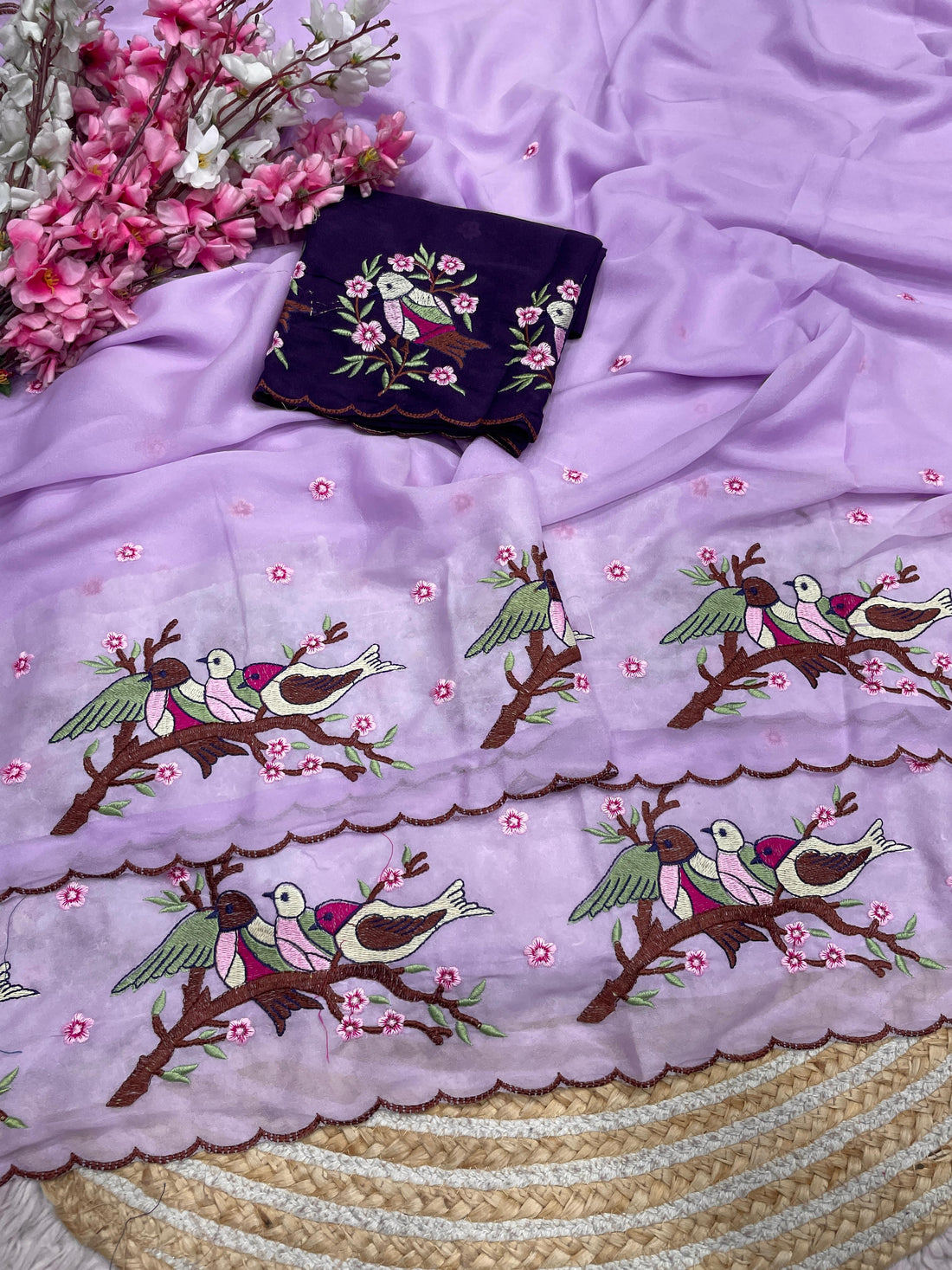 Star Georgette Sarees with Beautiful Multi Embroidery work & Arcoo Border