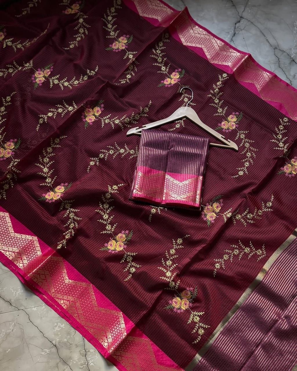 Premium Kota chex with embroidery