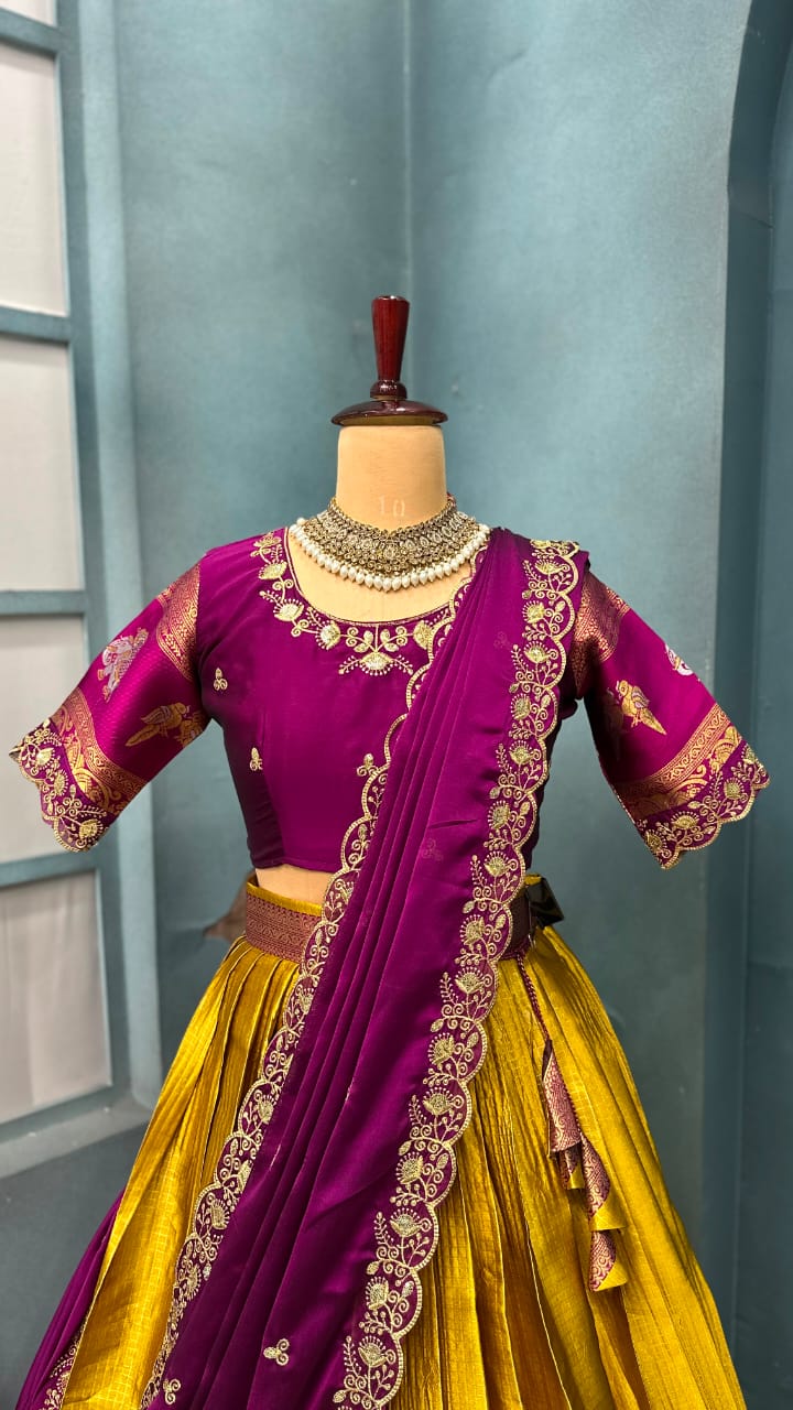 Designer Premium Fully Stitched Kanjivaram Silk Lehanga