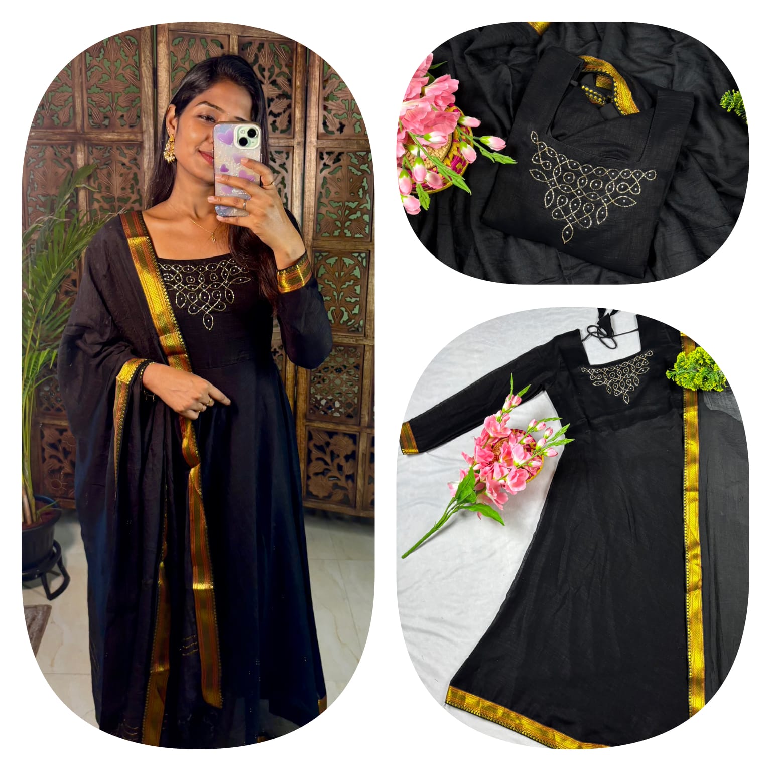Soft Vichitra Silk Gowns from Small to 3XL