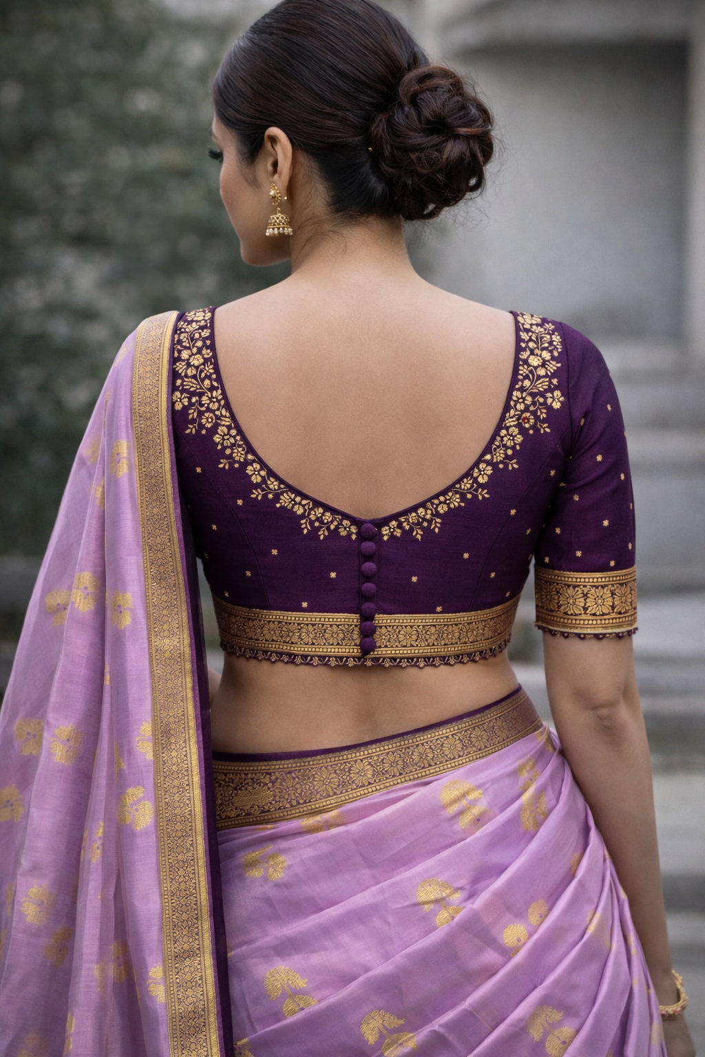 Lavender Banarasi Semi Kanchi Saree