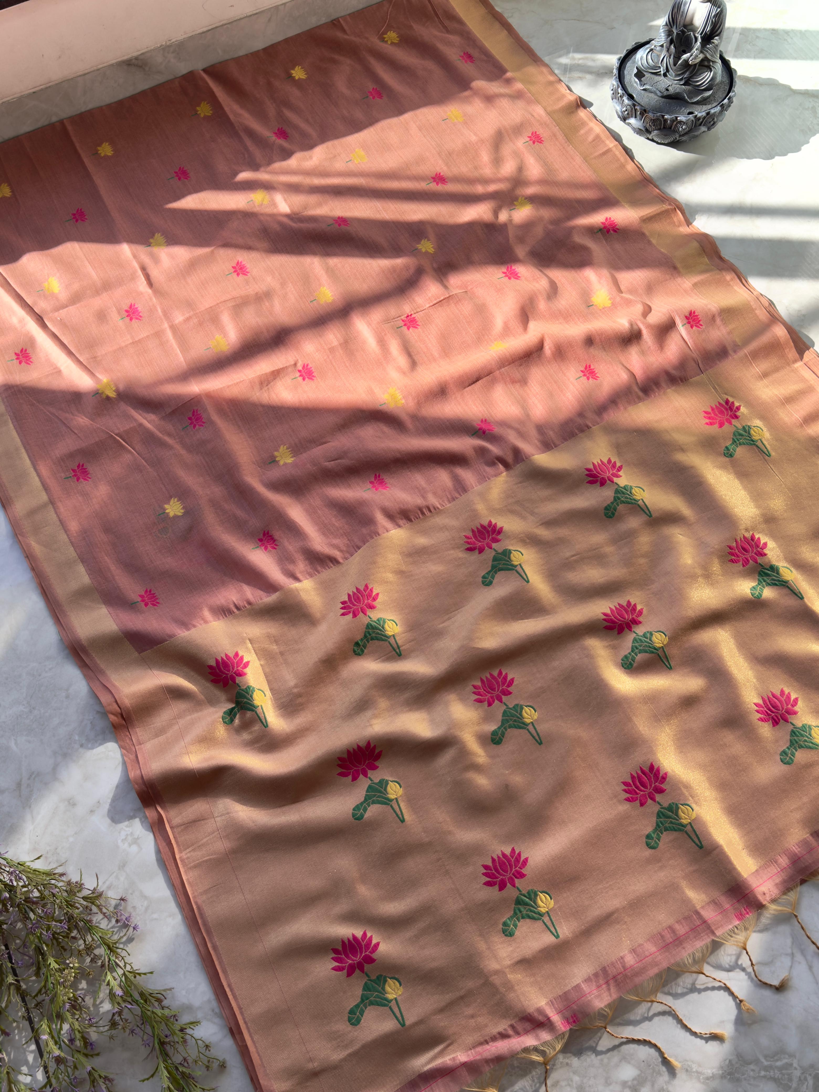 Soft Muslin Muga Jamdani Sarees
