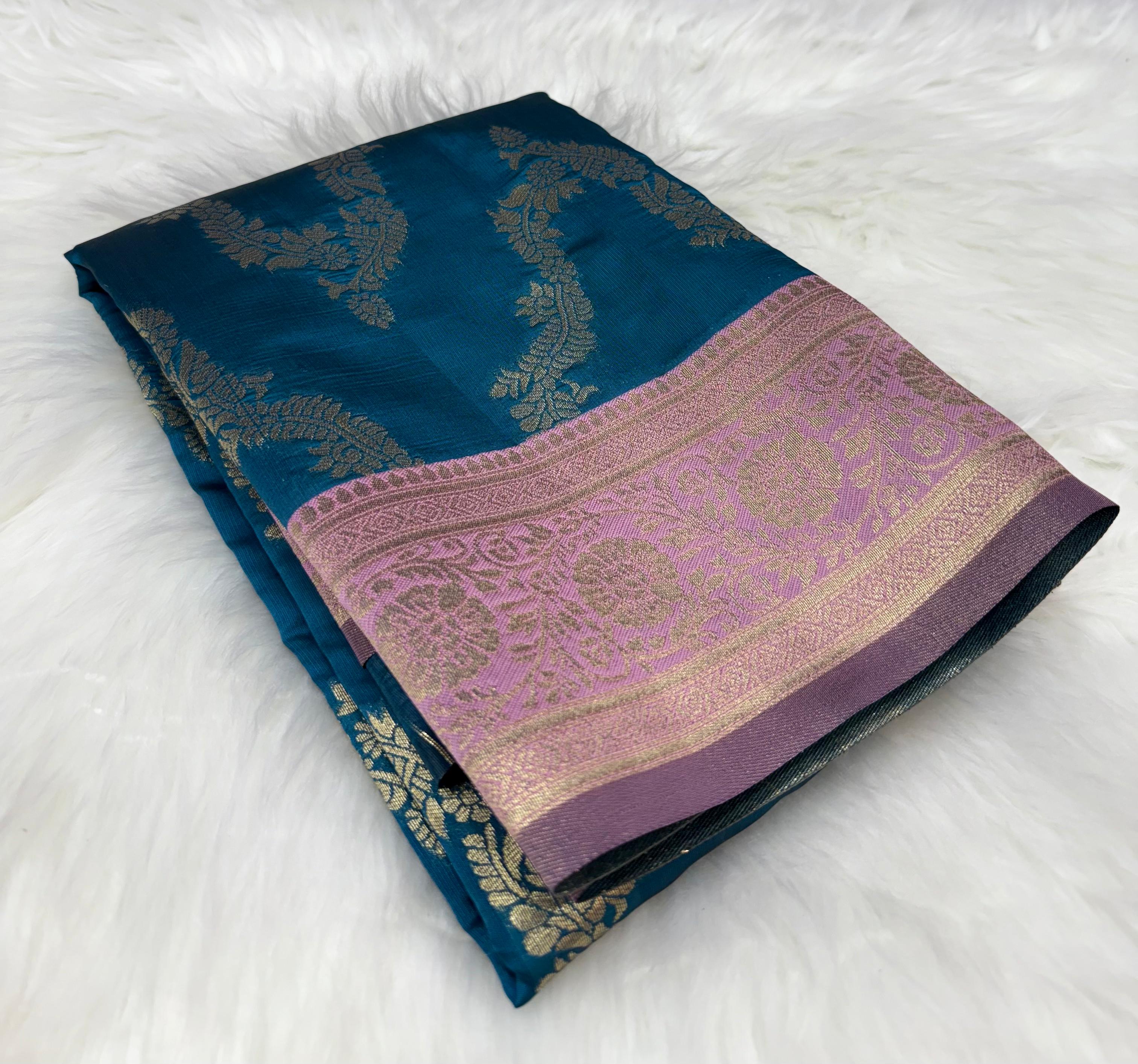 Beautiful Soft Foily Silk Sarees in Semi Kanchipattu Style