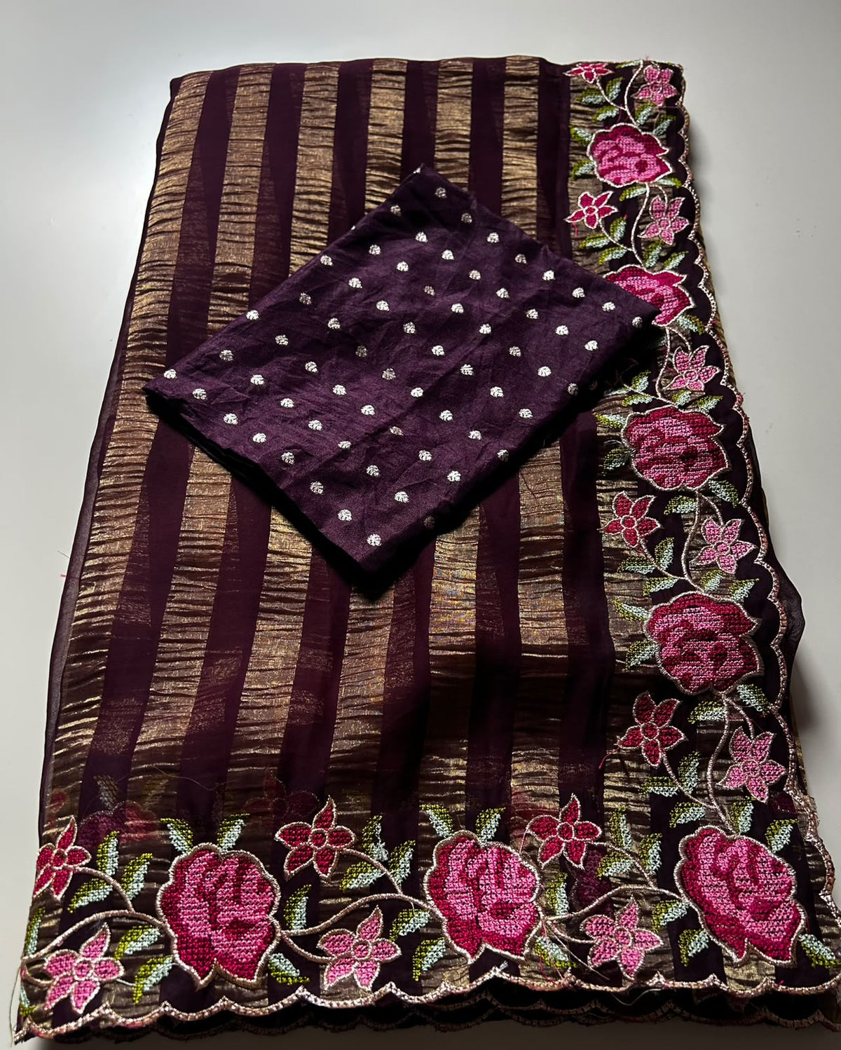 Pure Viscose Georgette stripes saree