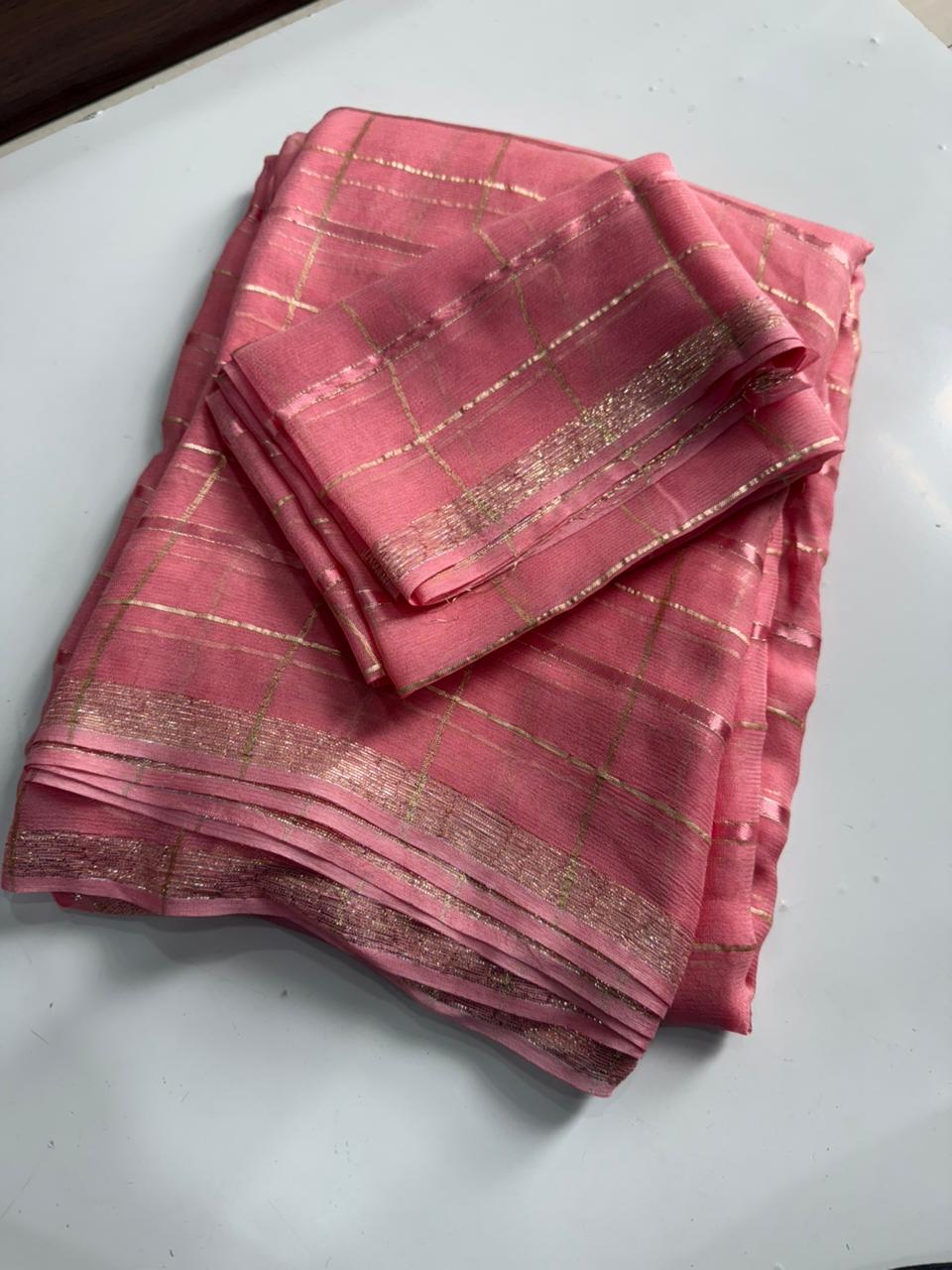 Viscose Georgette Saree With Running Viscose Blouse