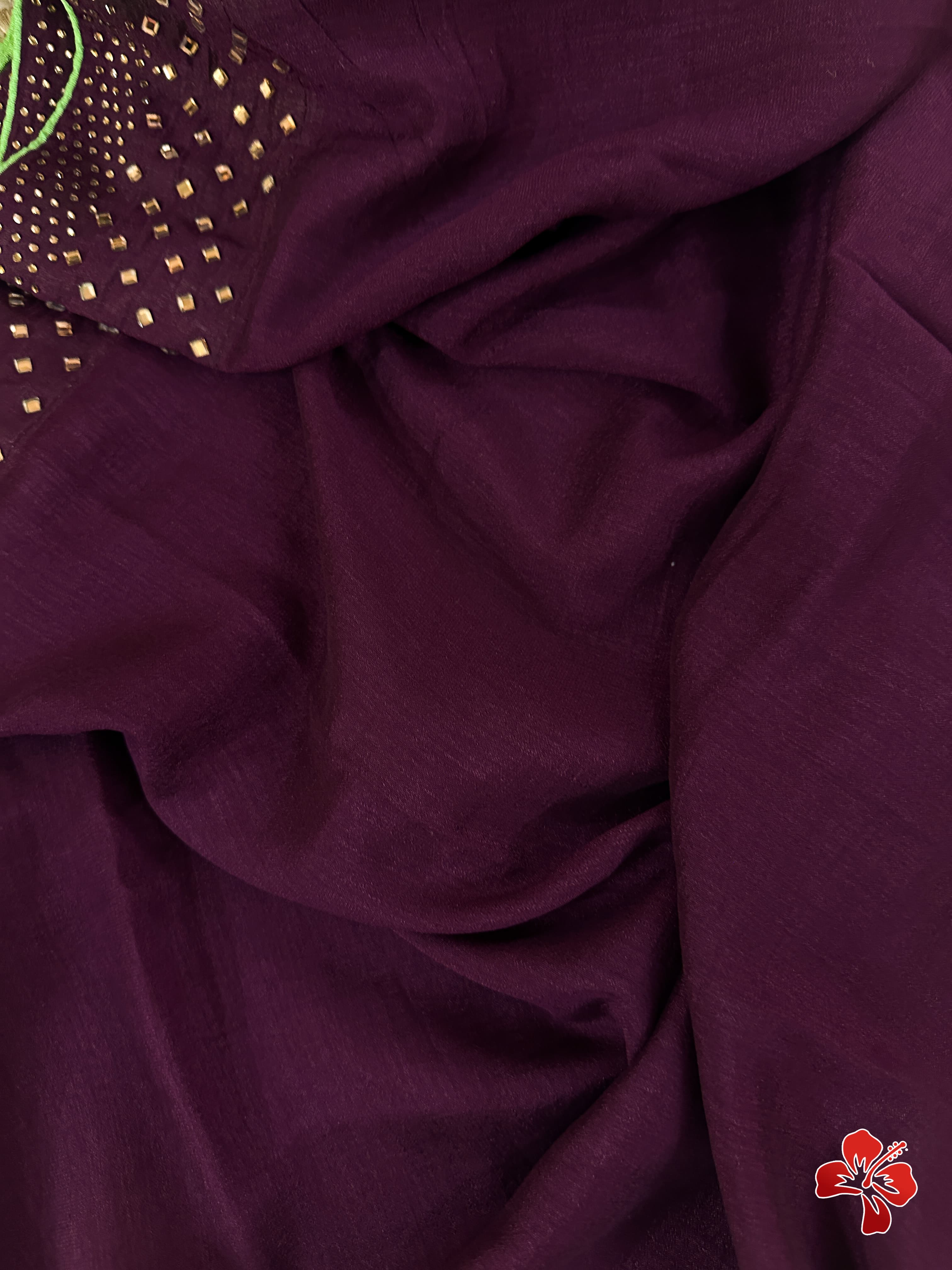 Beautiful Wine Vichitra Silk Saree with Stone Work