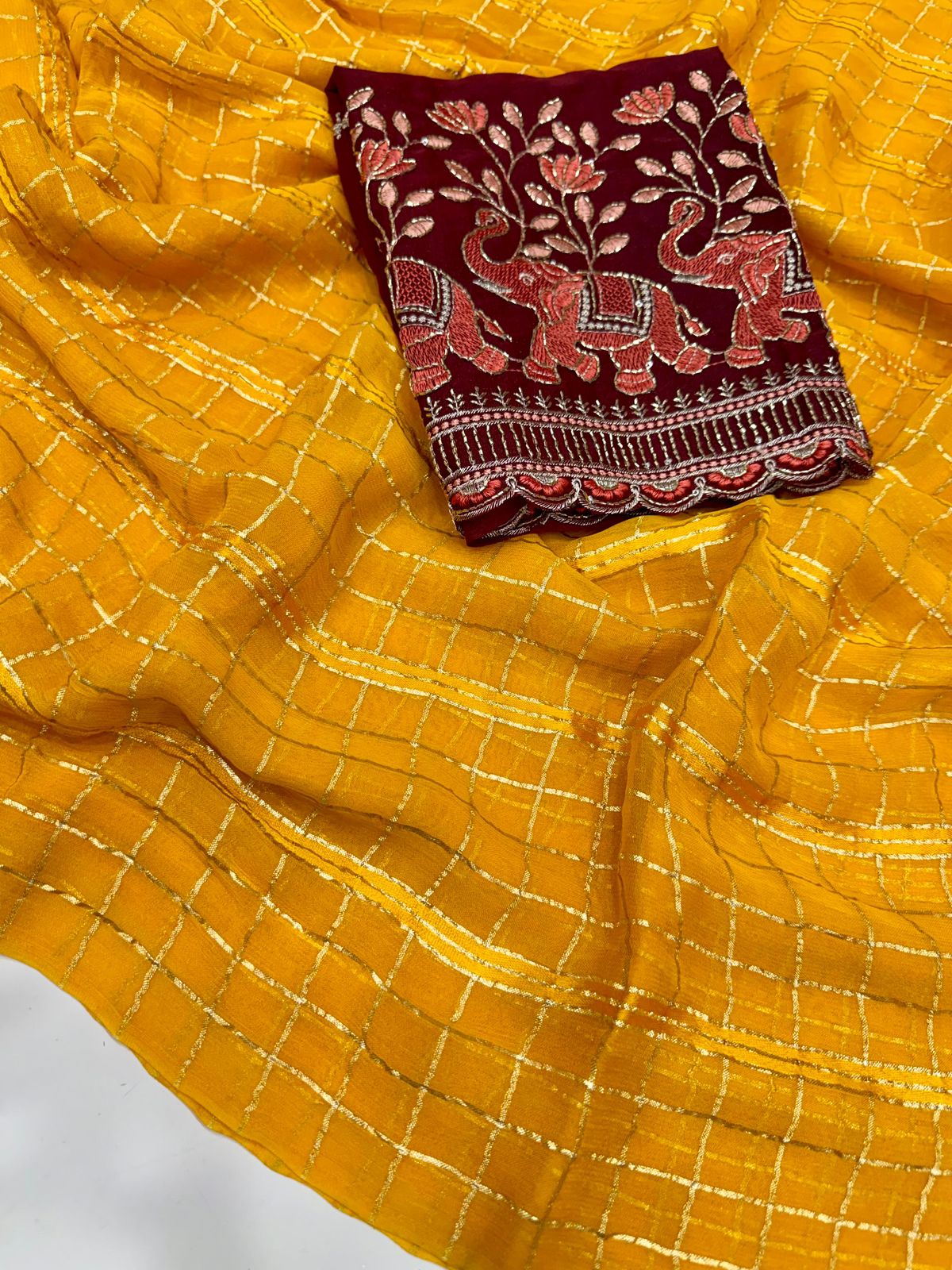 Viscose Georgette Saree With Multi Bits Work Blouse