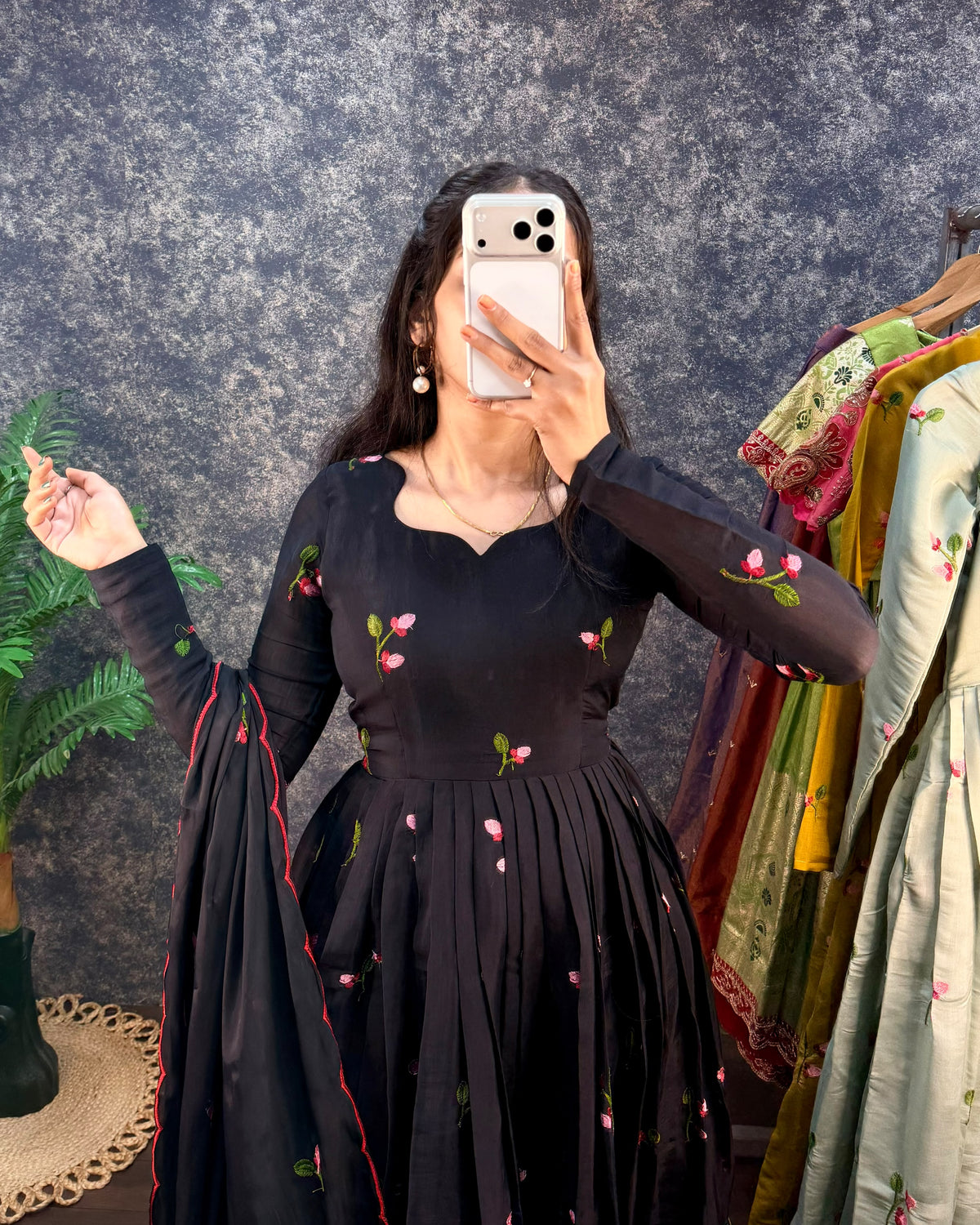 Premium South Mull Chanderi Anarkali with Dupatta