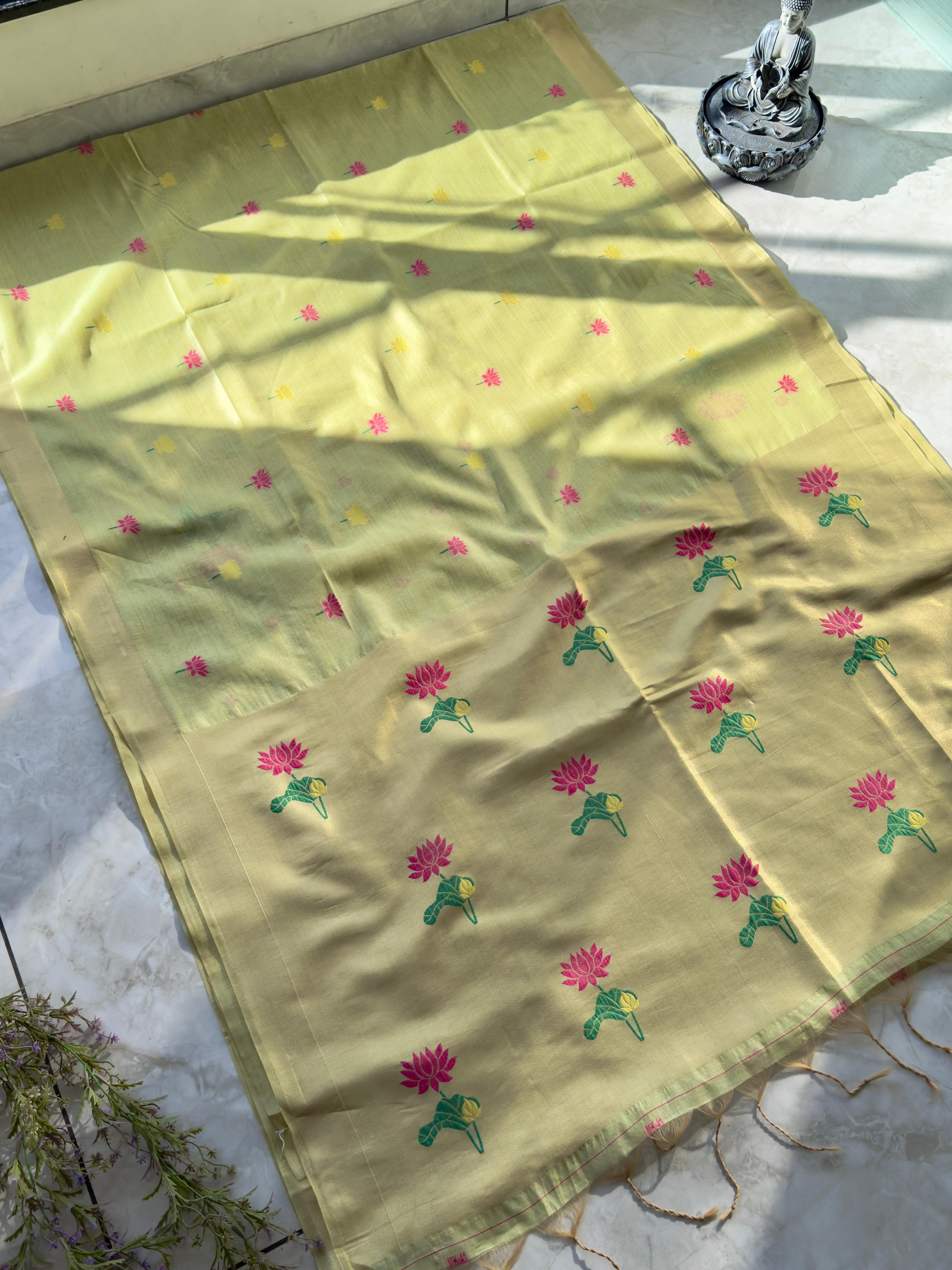 Soft Muslin Muga Jamdani Sarees