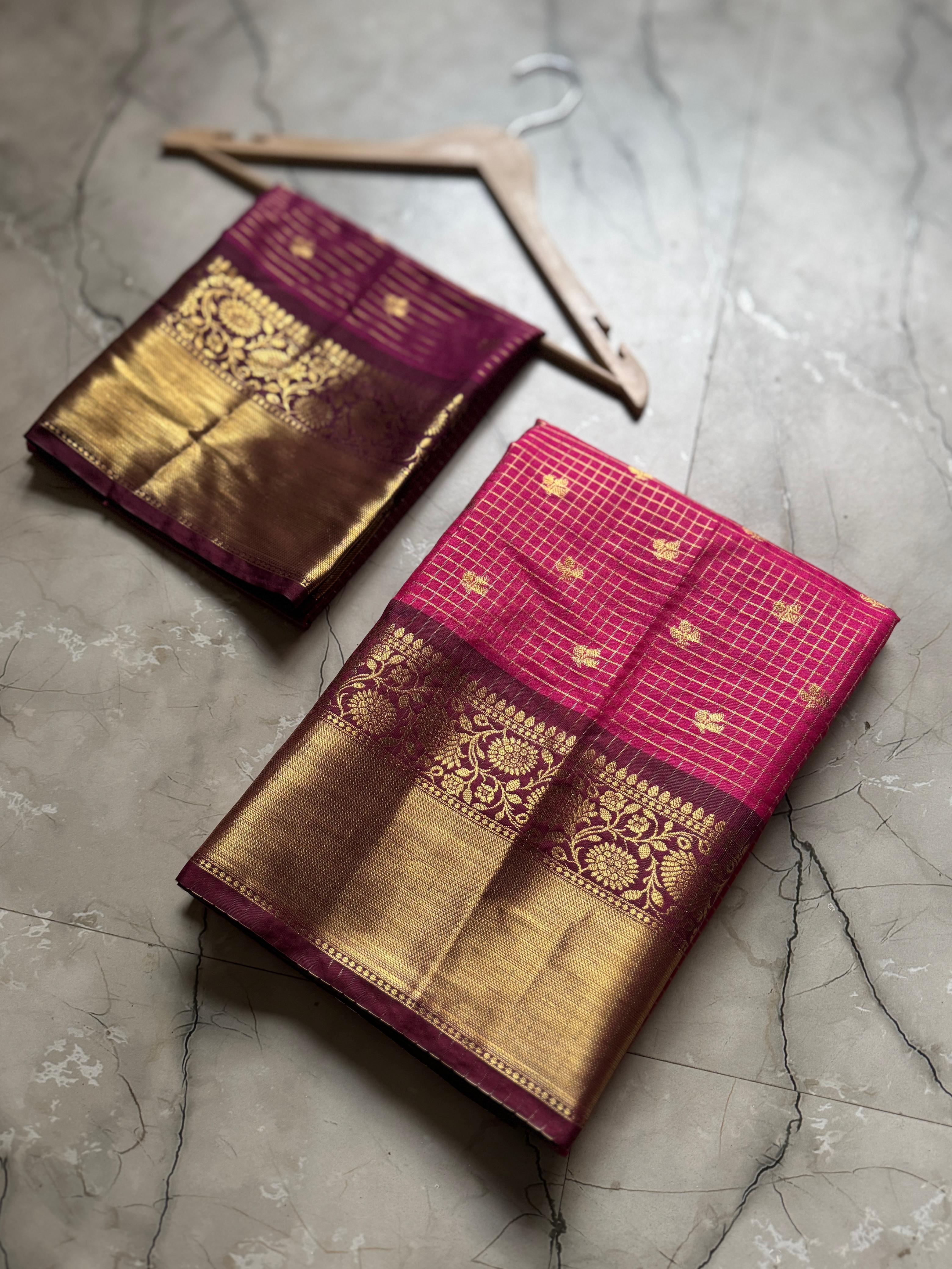 Banarasi Vintage Chex saree