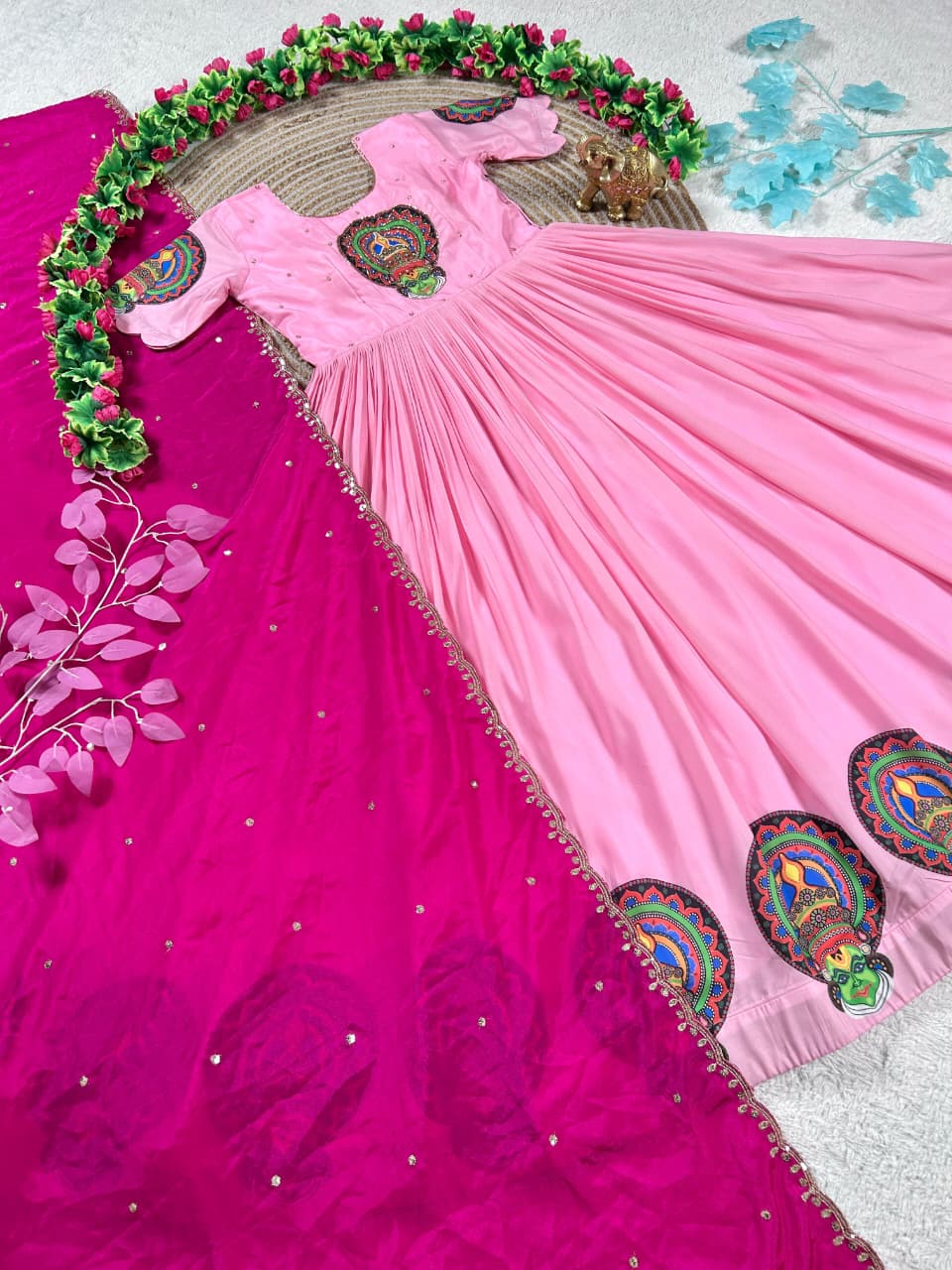 Soft Chinnon Work with Kathakali Design