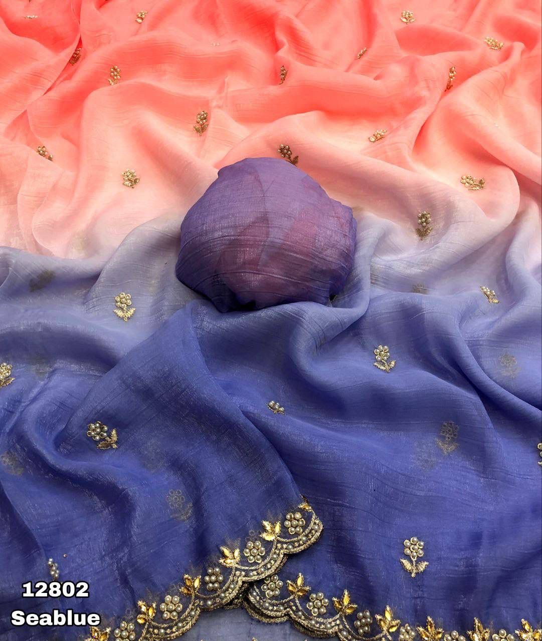 Crunchy Pastel Shaded Crush Sarees