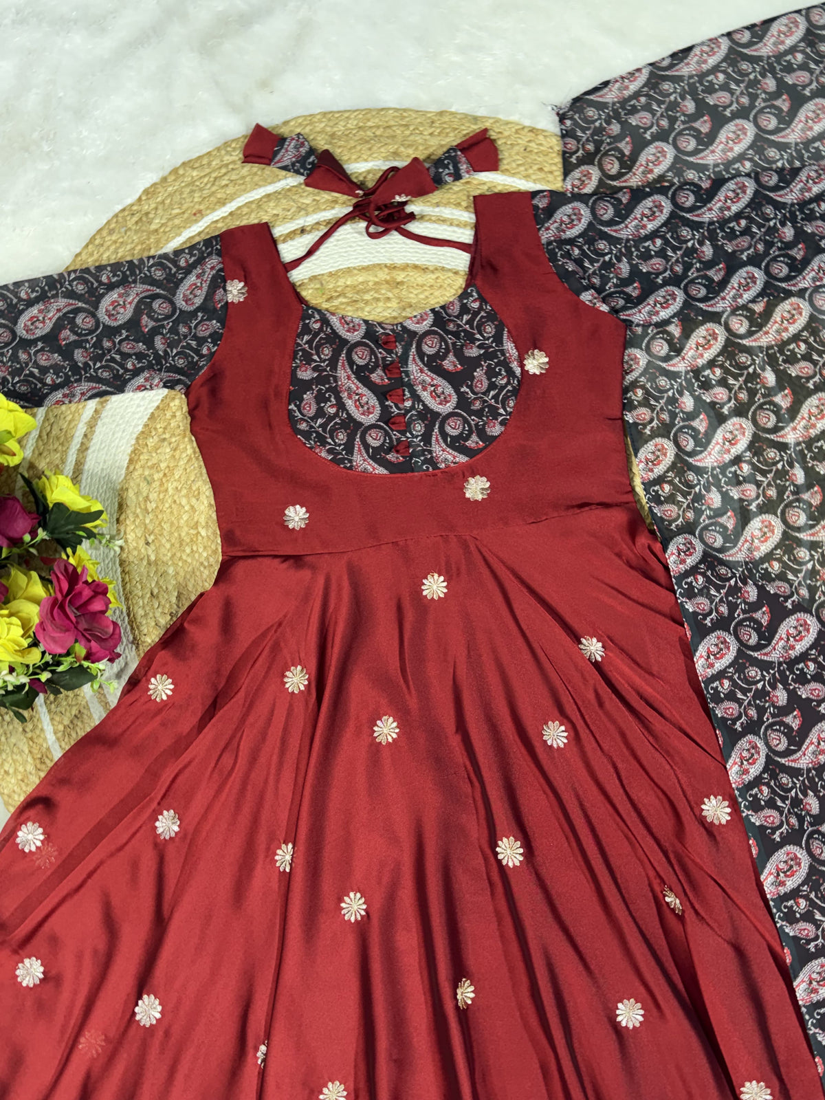 Rangoli Anarkali Suit with Printed Duppata