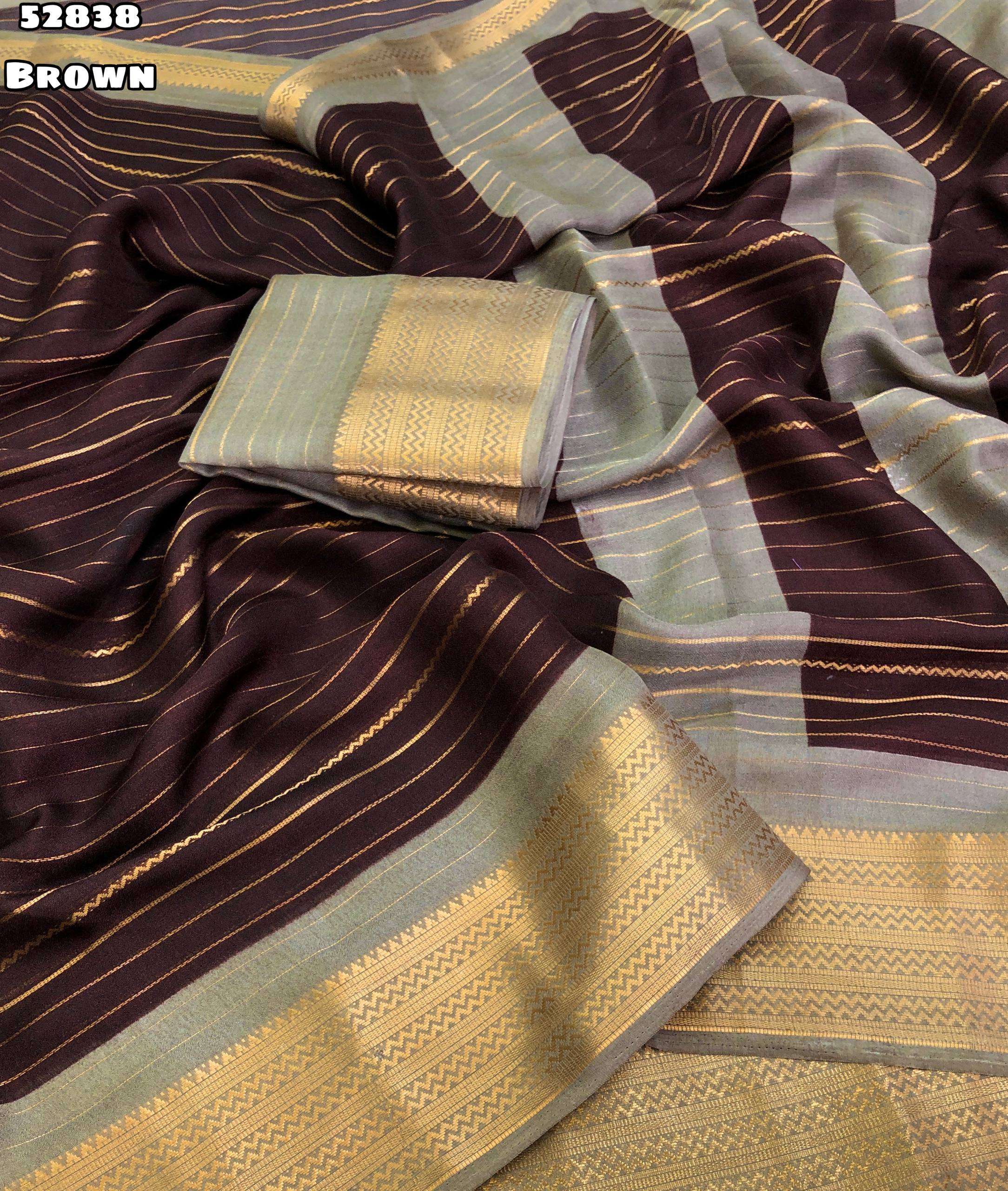 Moss Gold Zari weaving Shaded Sarees