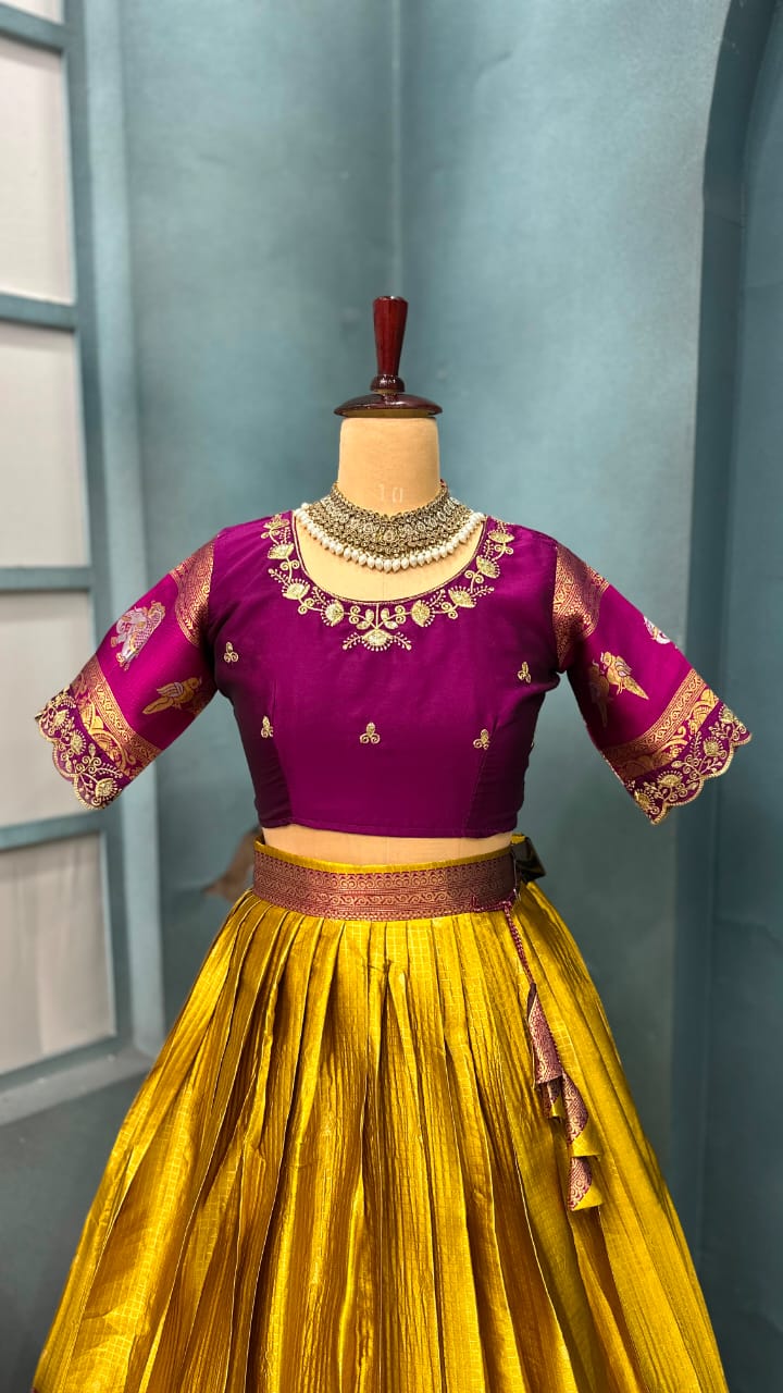 Designer Premium Fully Stitched Kanjivaram Silk Lehanga