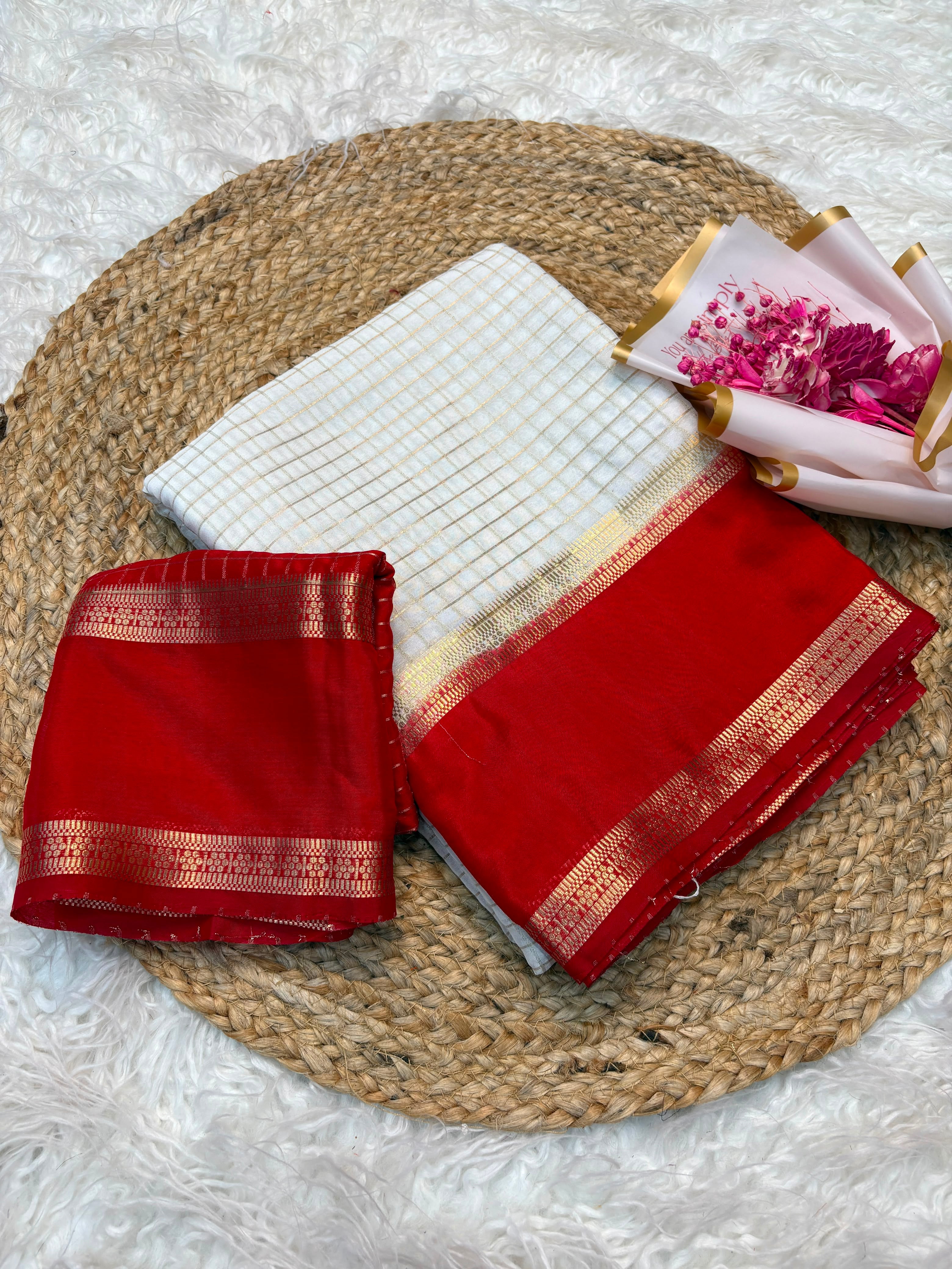 Chinnon Saree with Weaving Chex