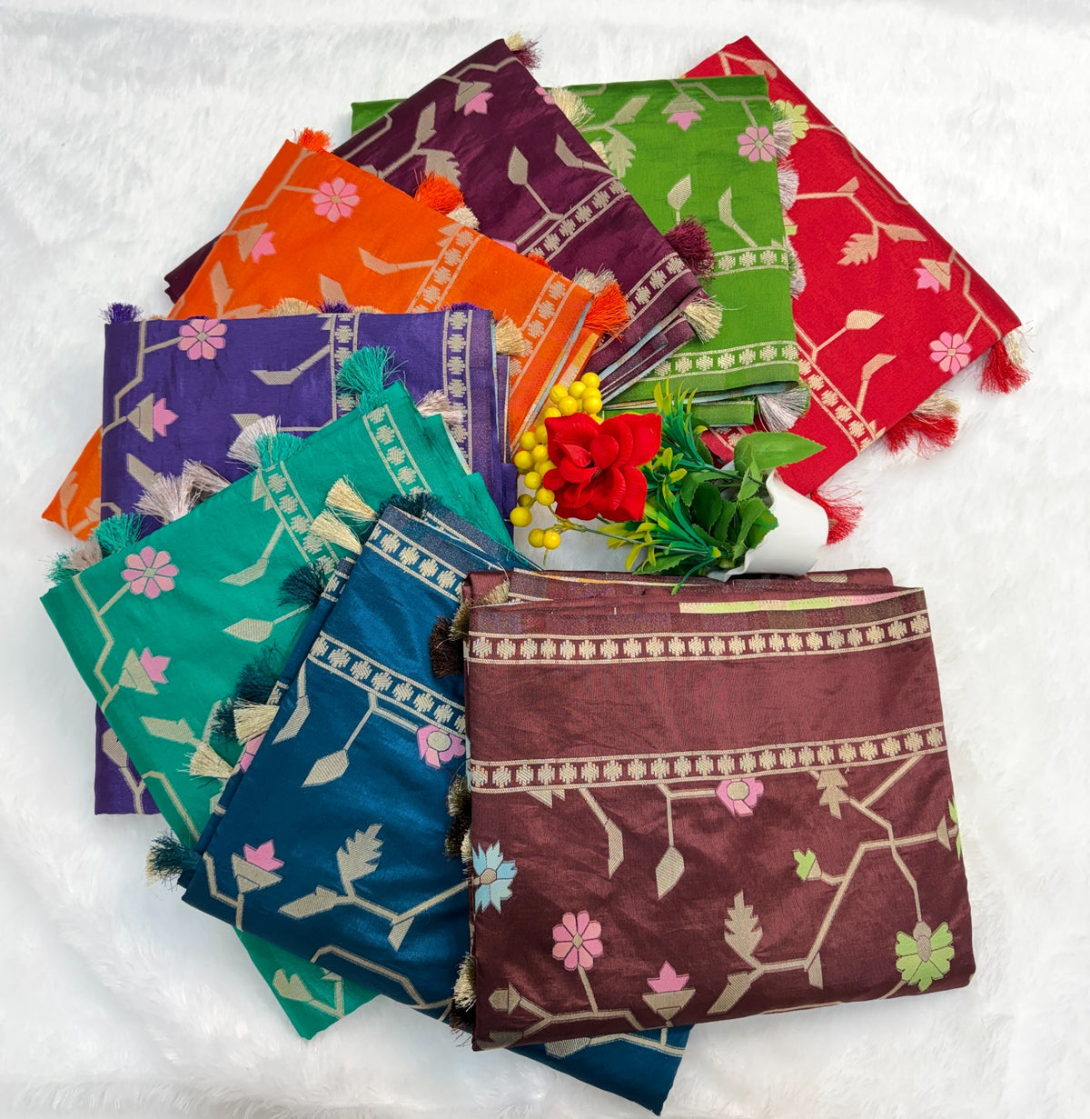 Banarasi silk sarees with jamdani weaving