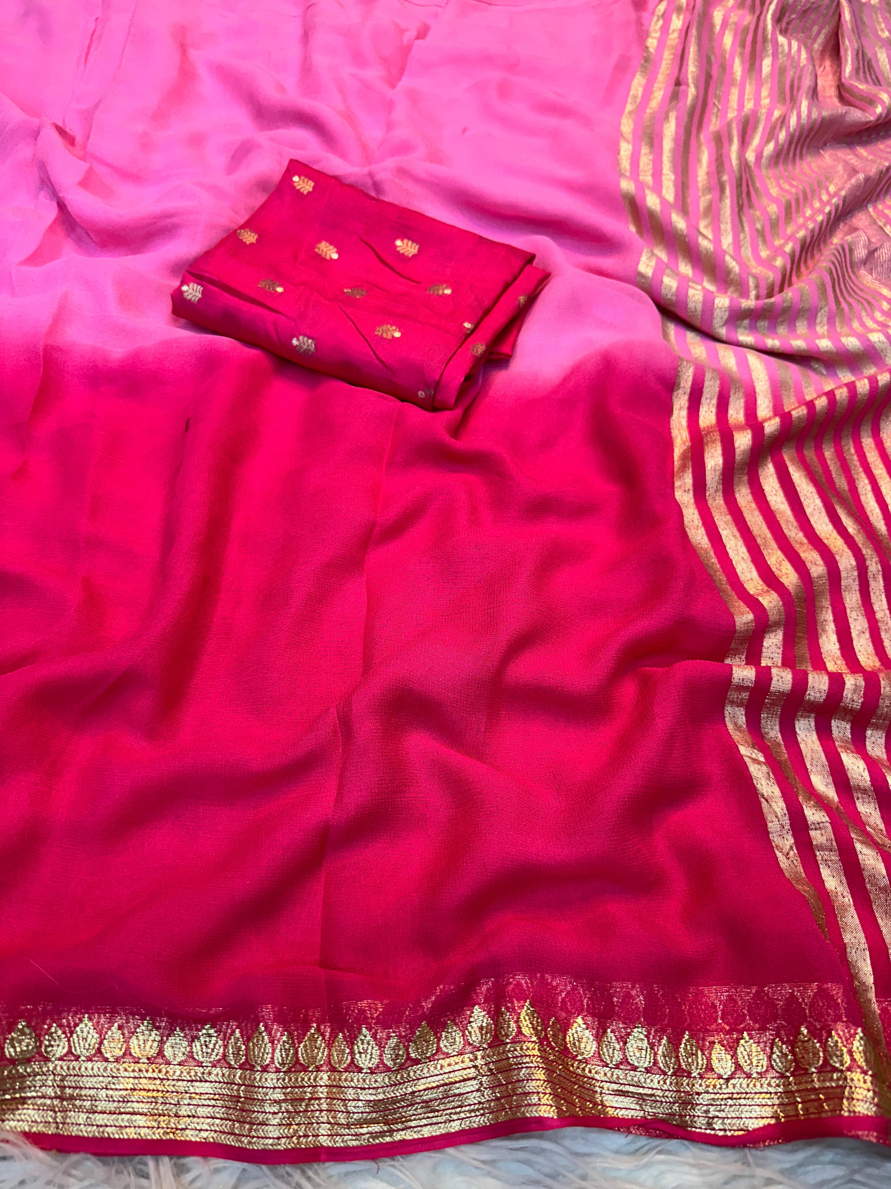 Soft Viscouse Georgette Shade Sarees