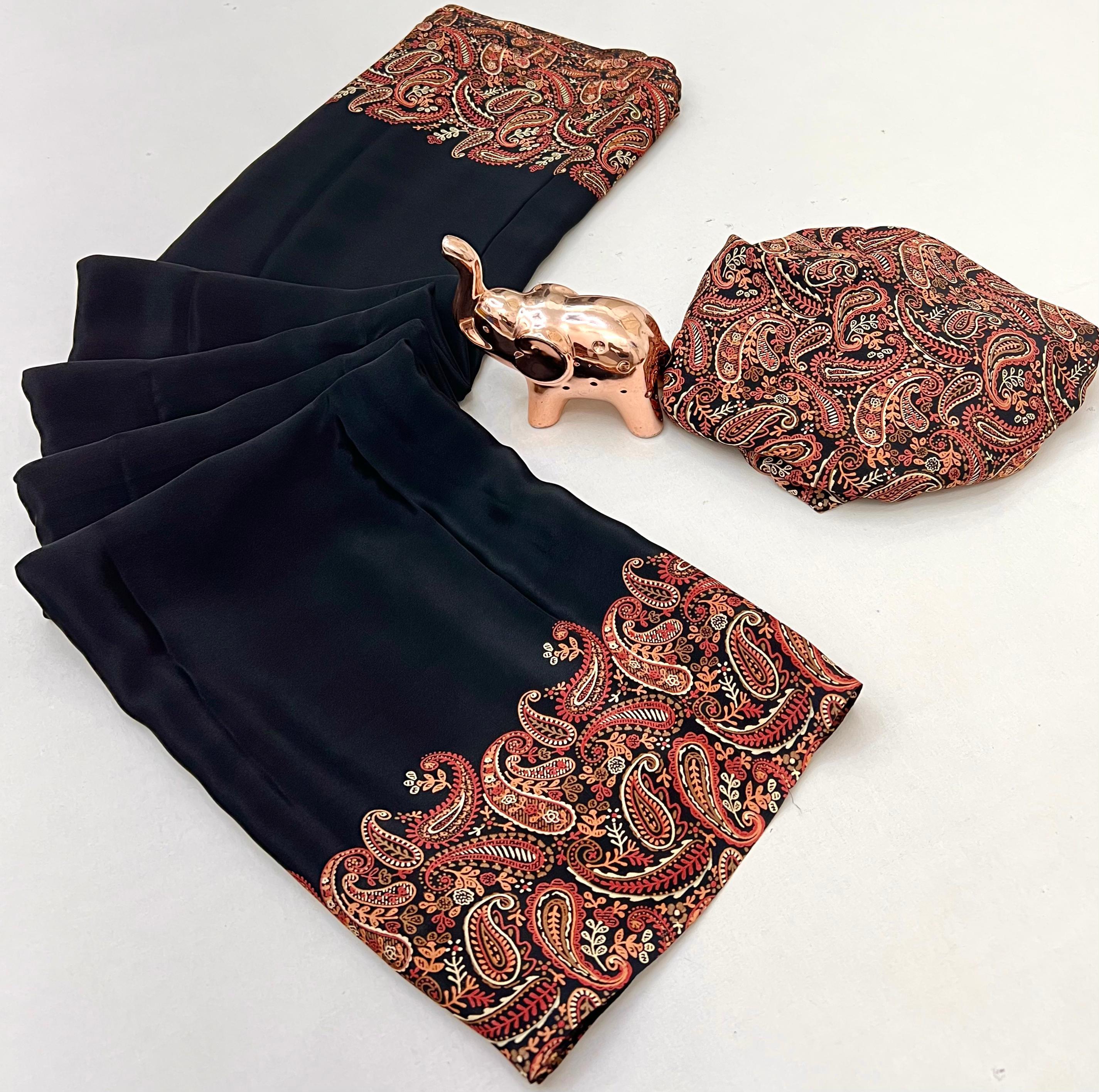 Ajrakh Modal Crape Sarees
