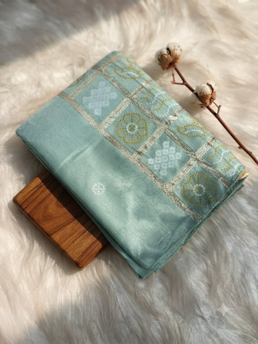 Semi Mysore Silk Sarees with Bandhni Pallu