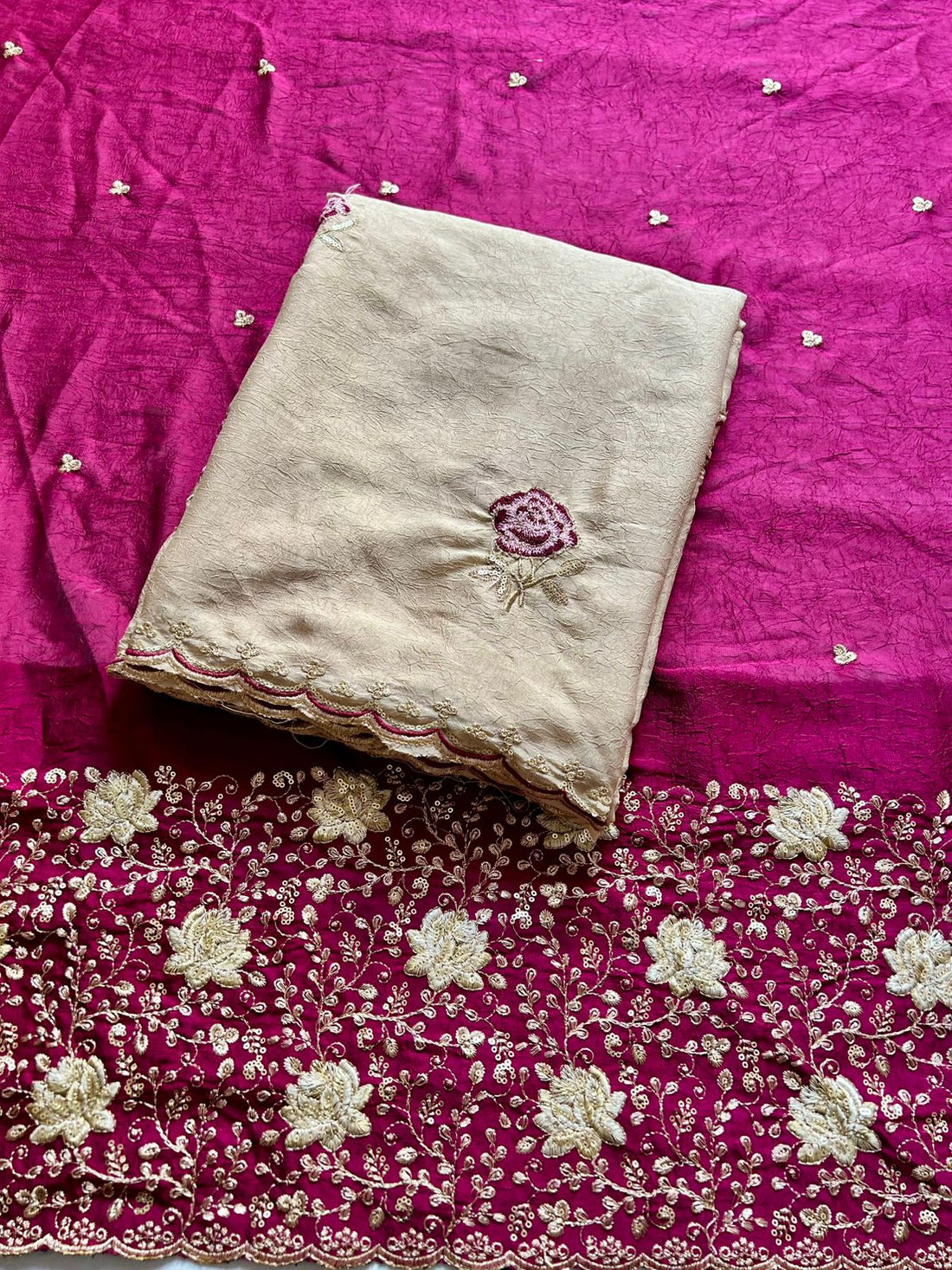 Designer Rangoli Crush Silk Saree