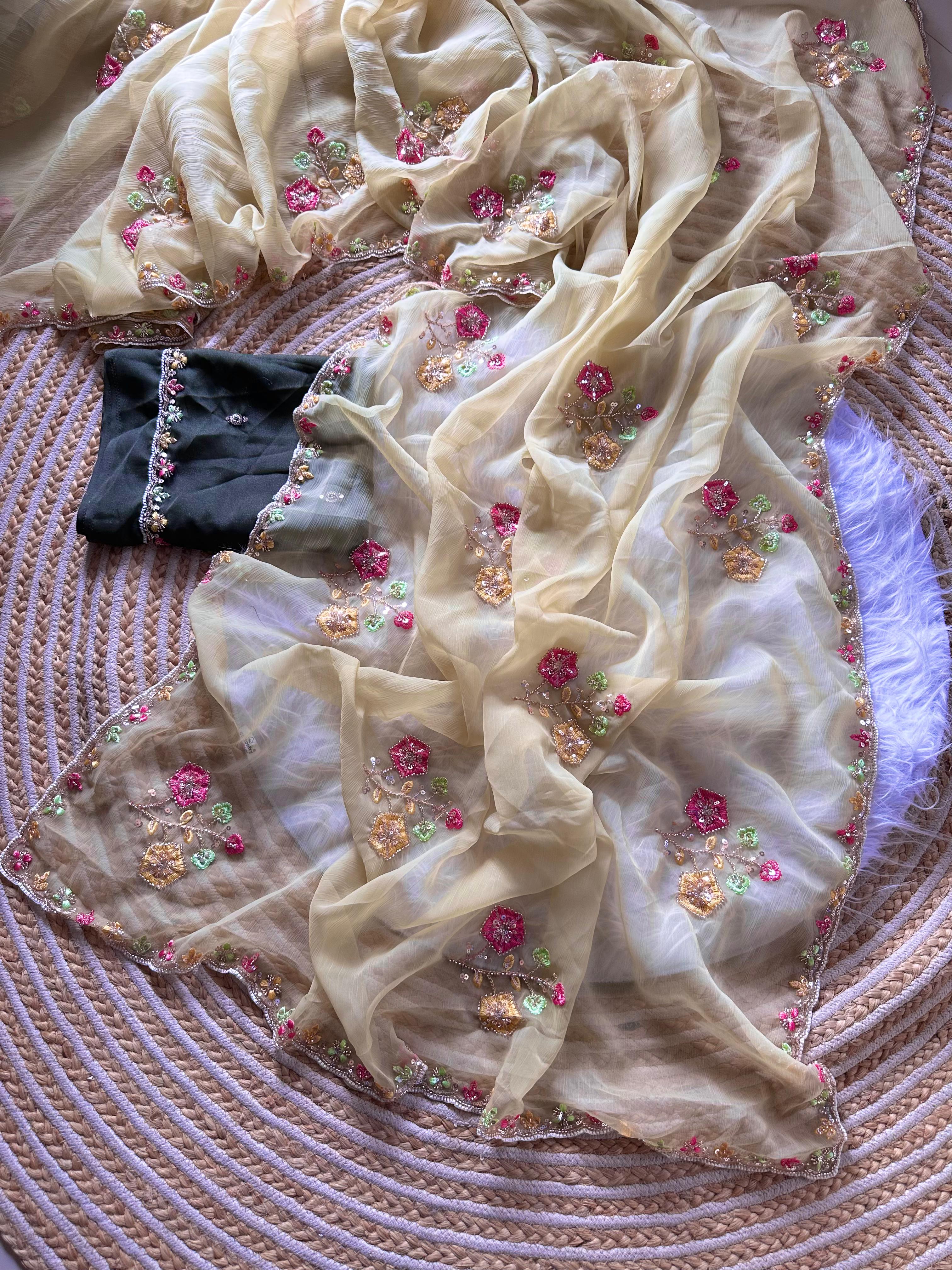 Pure Soft Wari Work Chiffon Silk Sarees