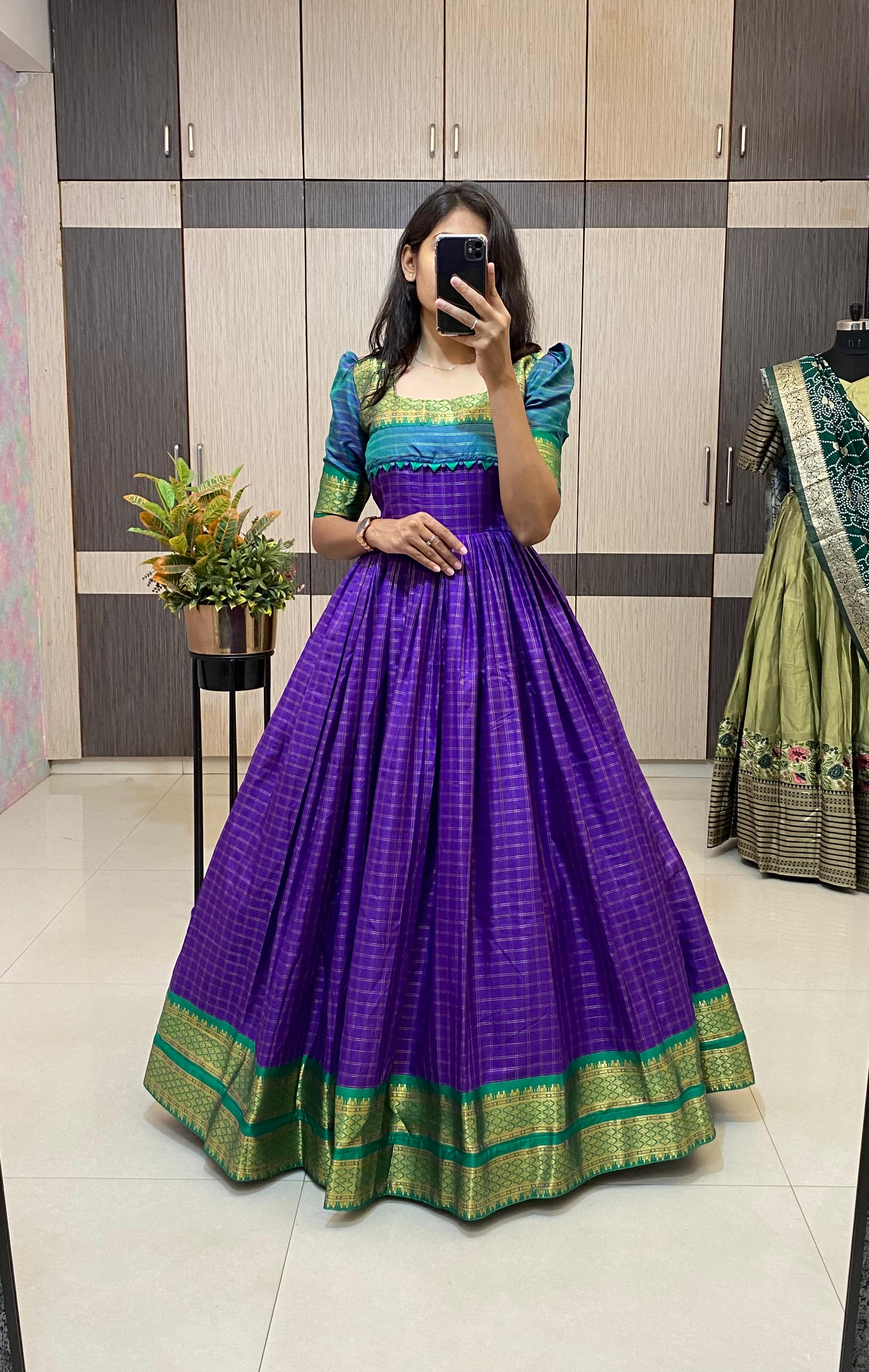Flared Cotton Silk Long frock