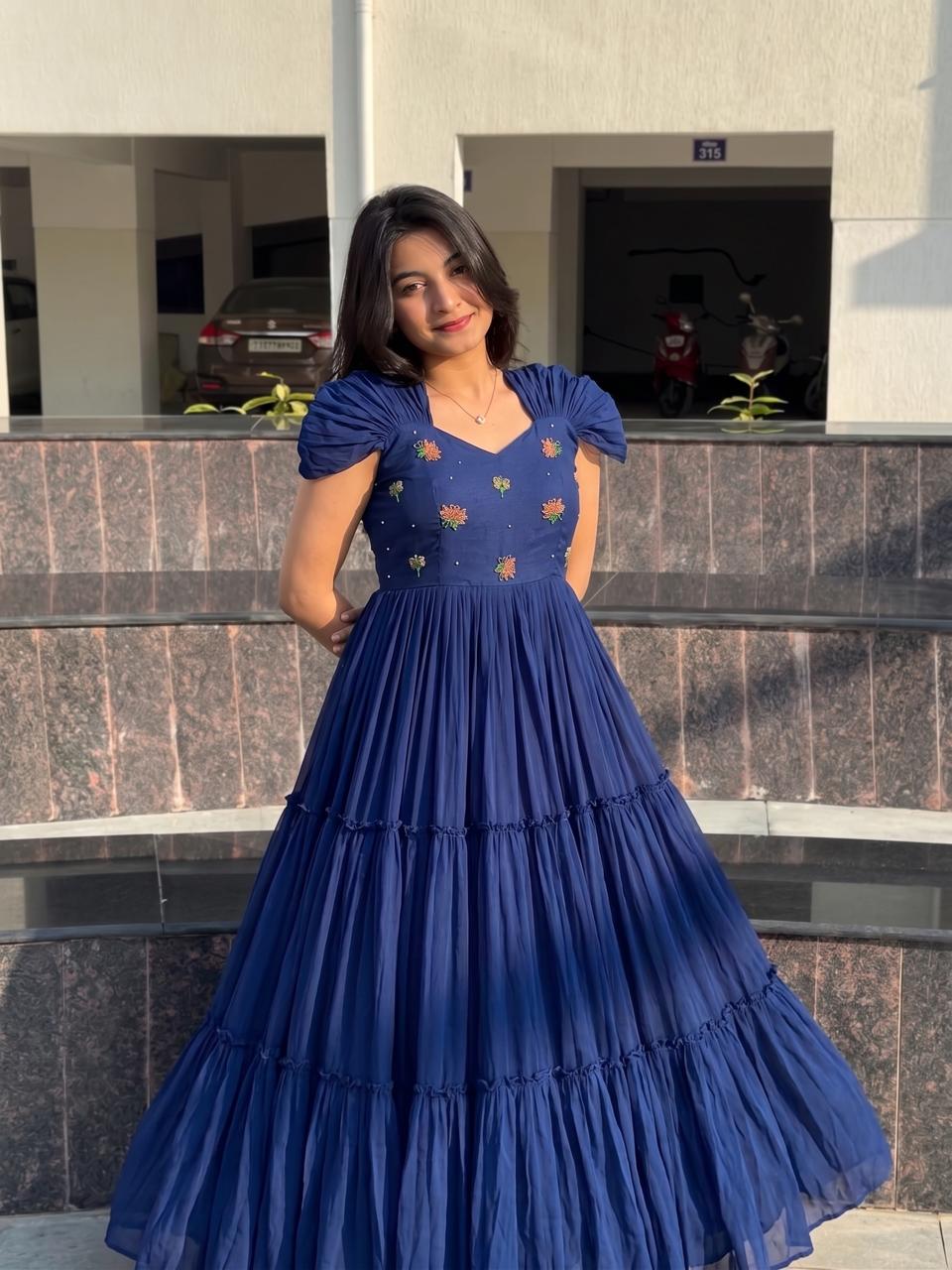 Mul Mul Cotton Gown with Maggam Work