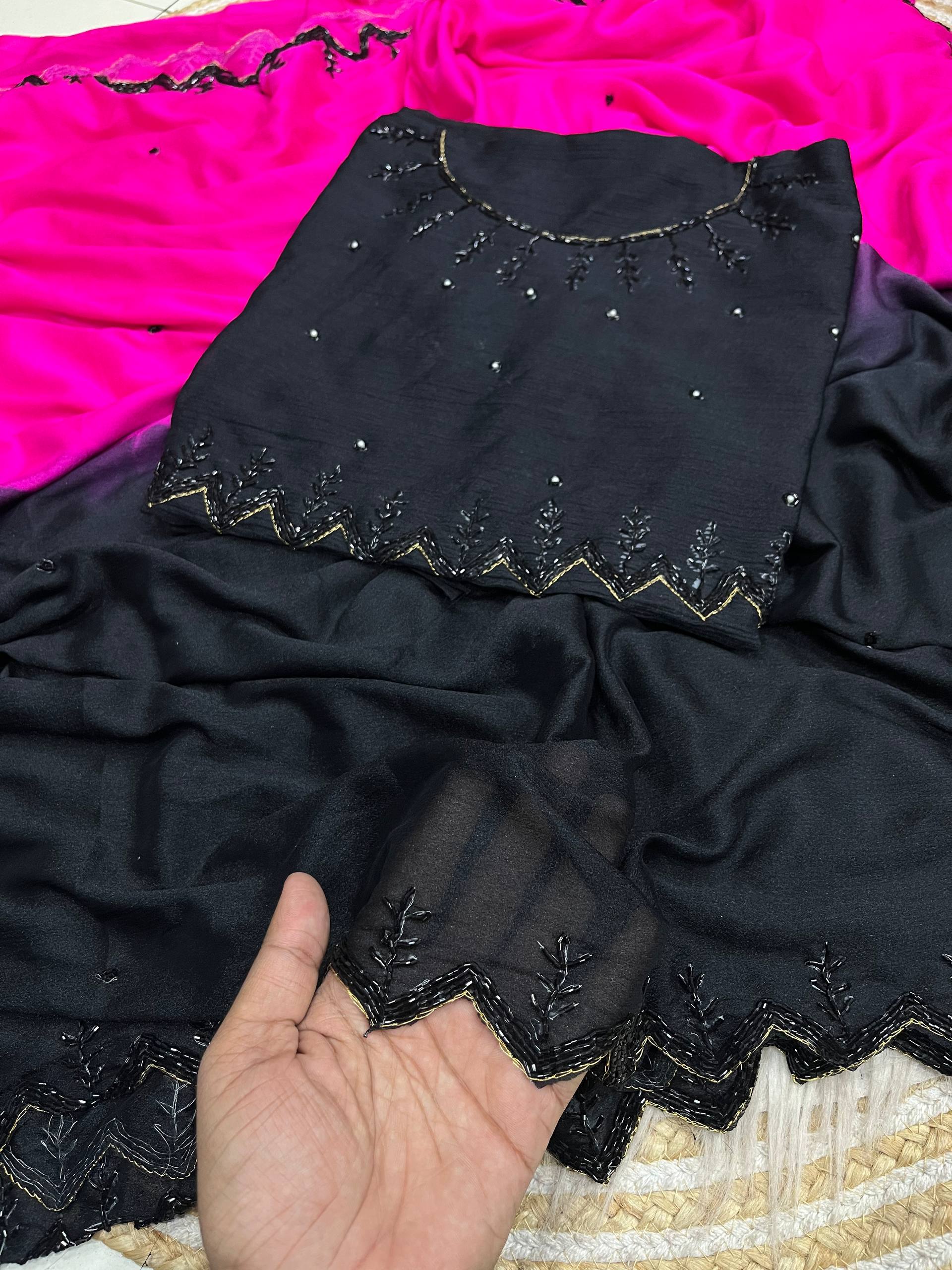 Viscose Chinnon Sarees in dual shade