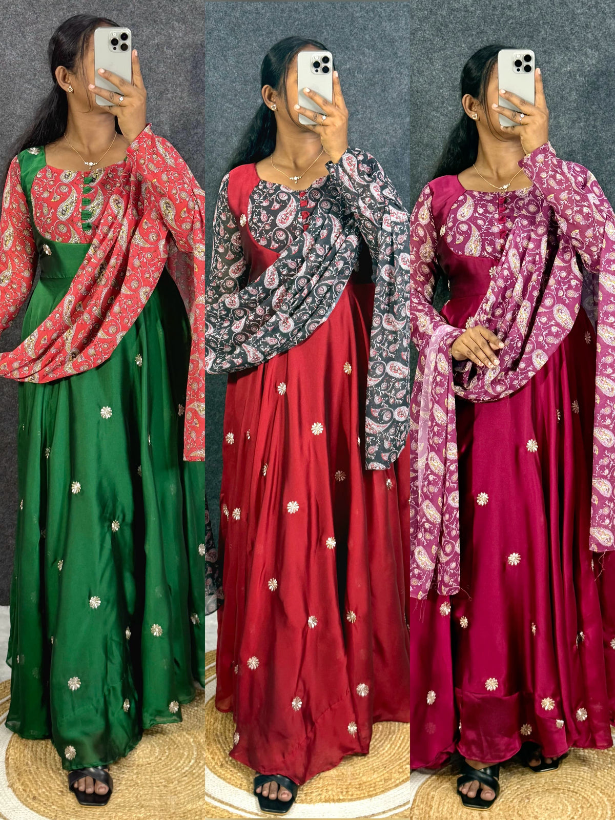 Rangoli Anarkali Suit with Printed Duppata