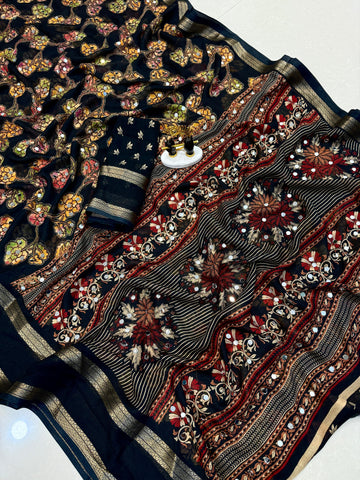 Premium Georgette Sarees with Mirror Work