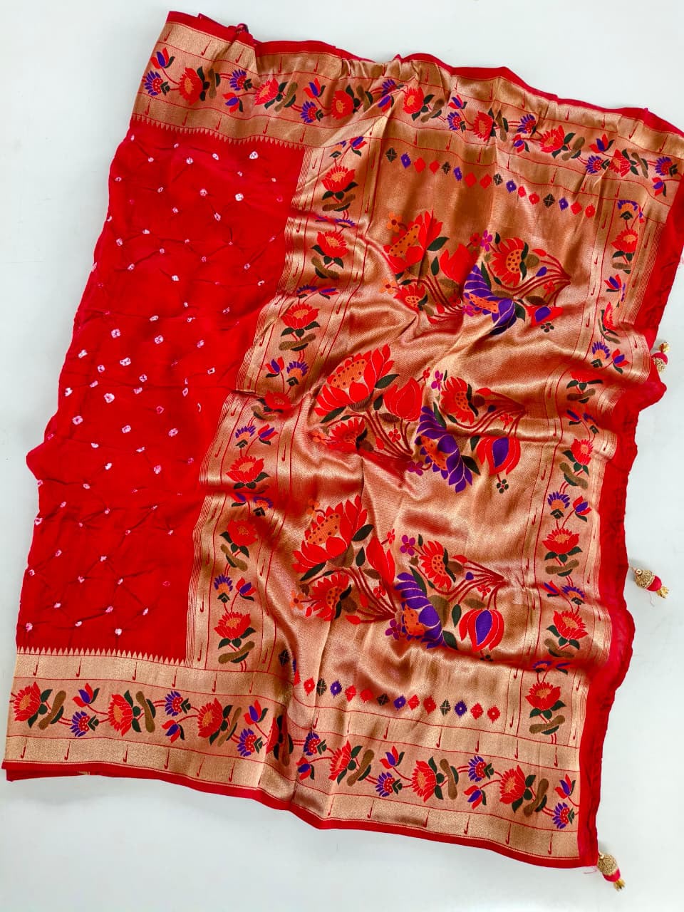 Pure Viscose Bandhini Sarees