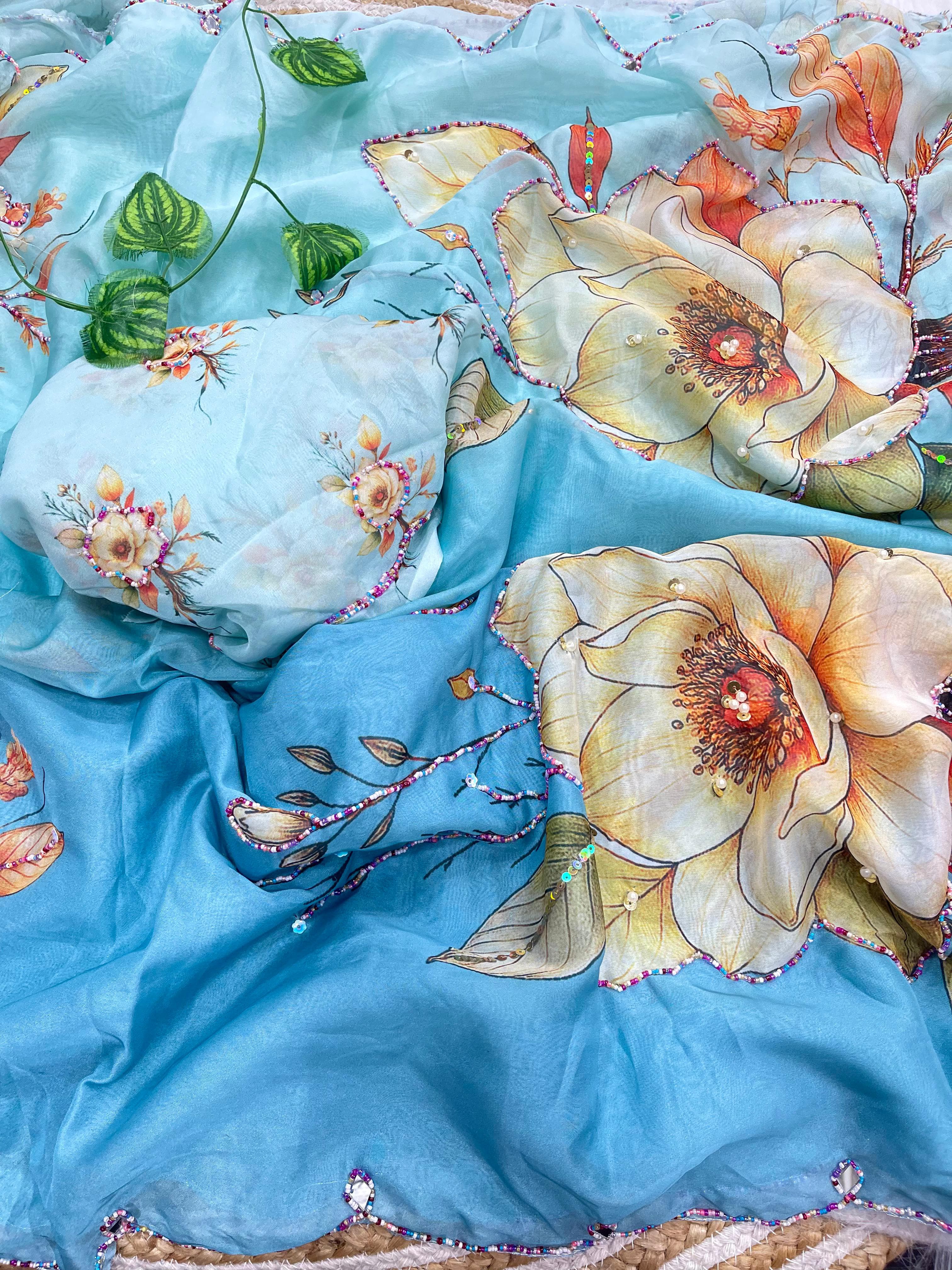 Pure soft tebby designer sarees