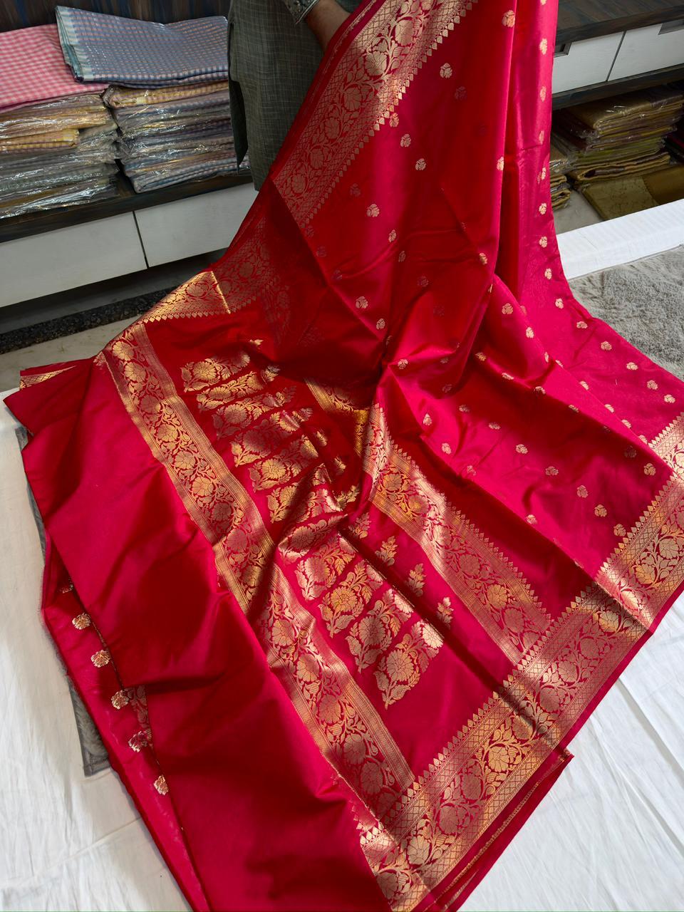 Premium Banarasi Green Mango Silk Sarees