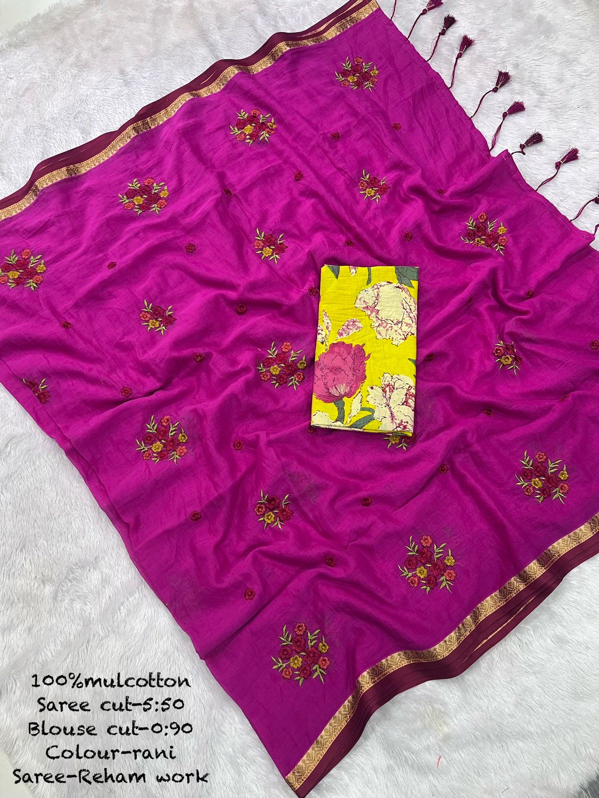 Pure Mul Cotton Sarees with Embroidery