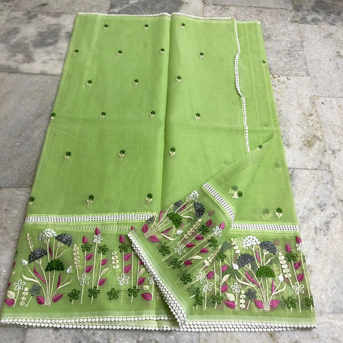 Kota soft cotton with crochet lace work
