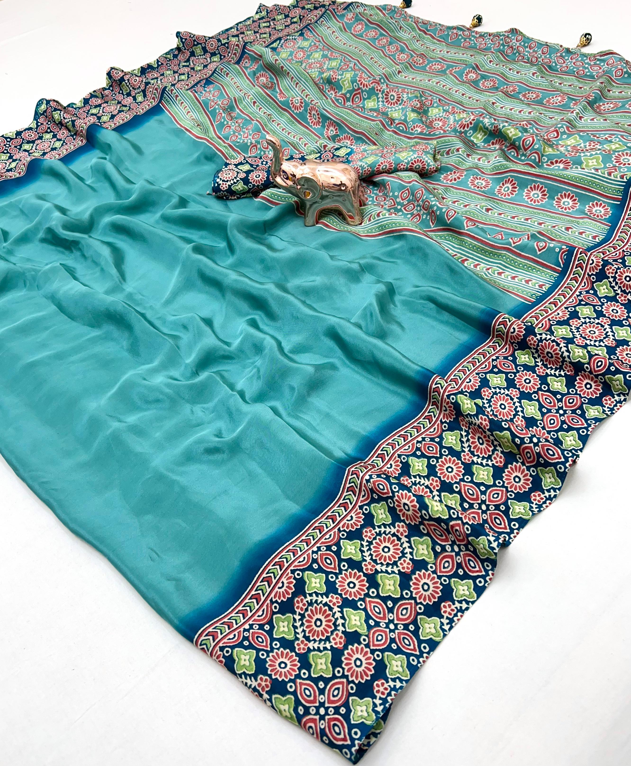 Trending Ajrak Printed Sarees