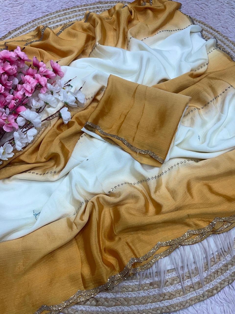 Celebrity Fandy Satin Work Saree