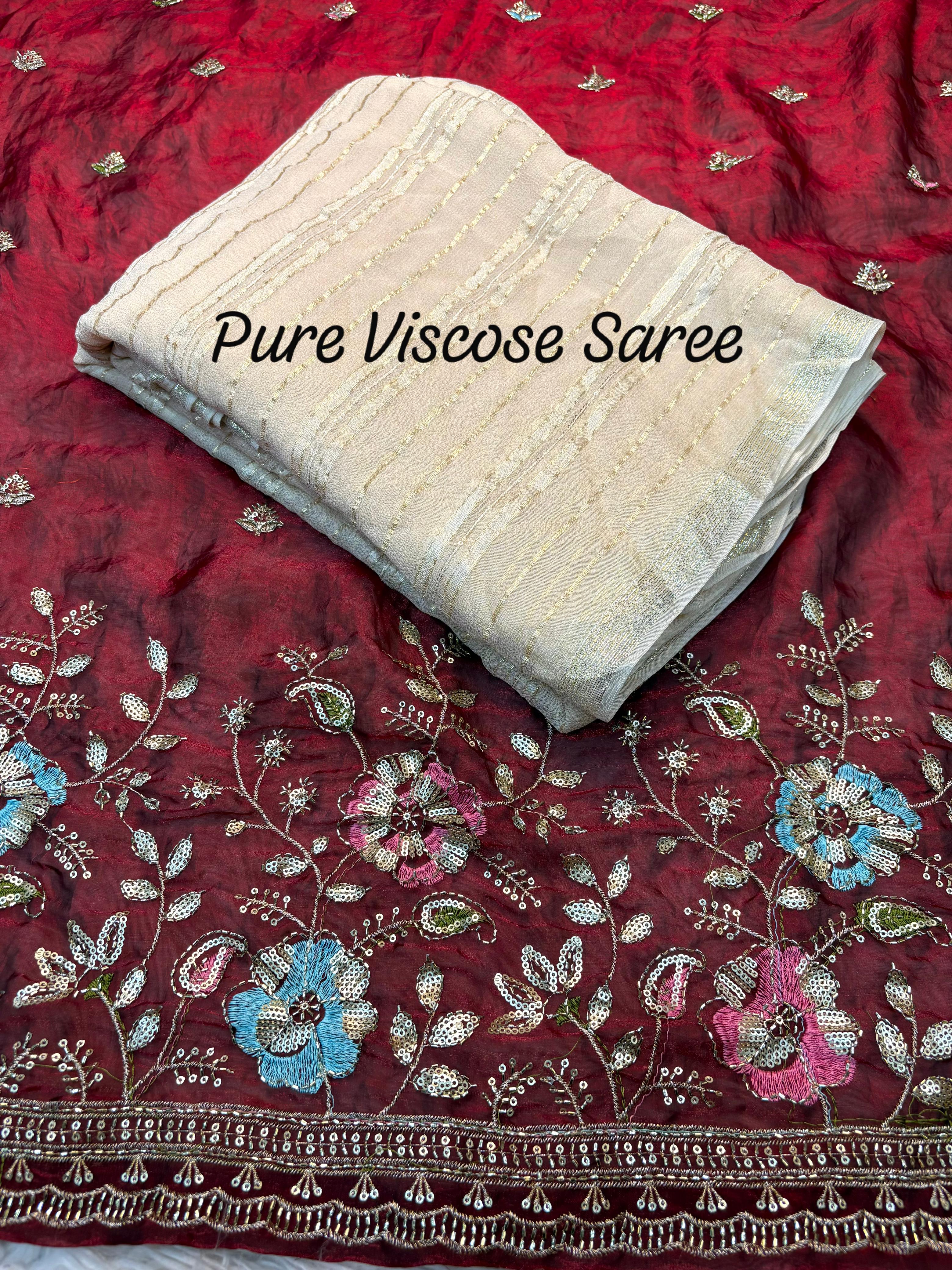 Pure Viscose Georgette Saree with Partywear Designer Blouse